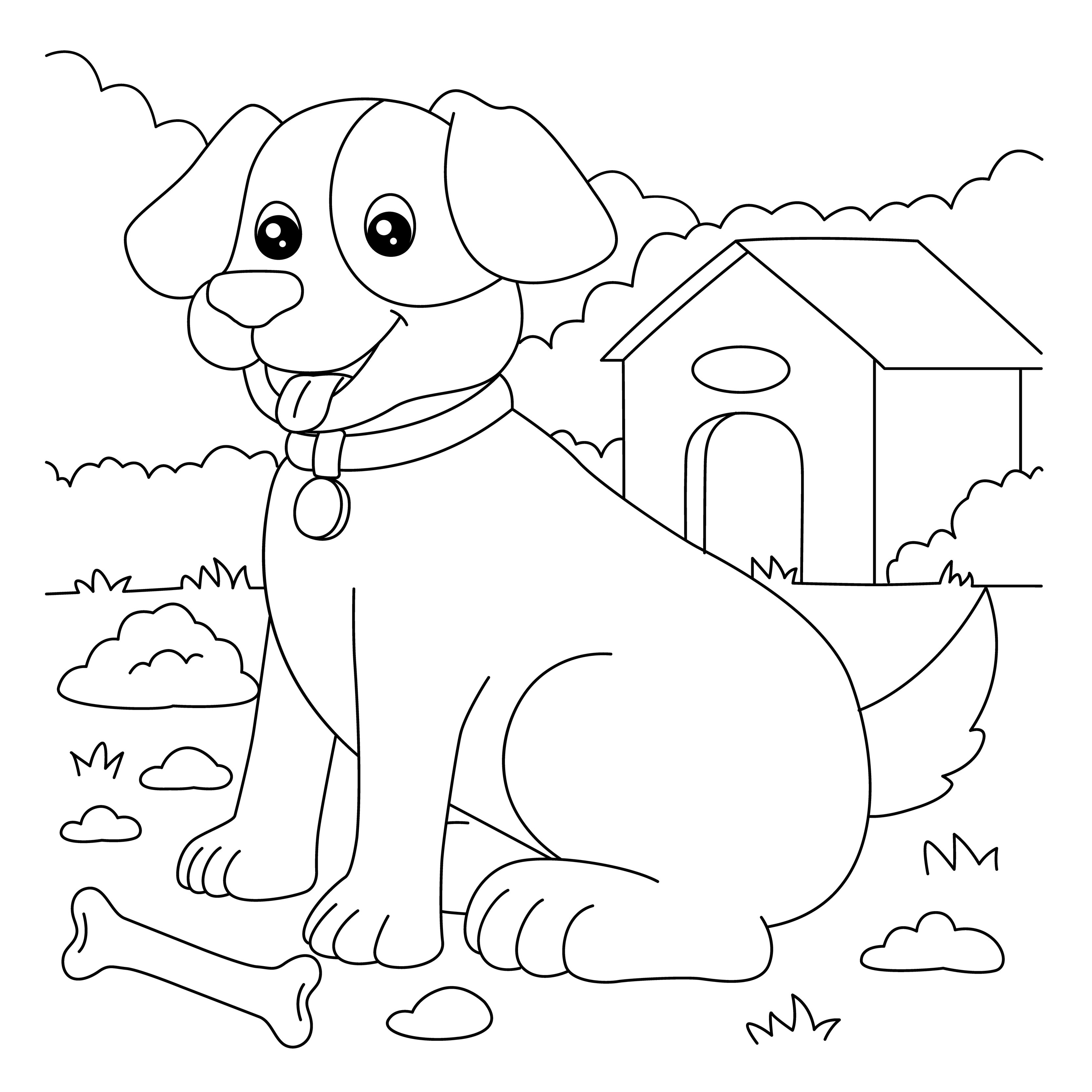 Desenho de cachorro para colorir para crianças. imprima-os online  gratuitamente.