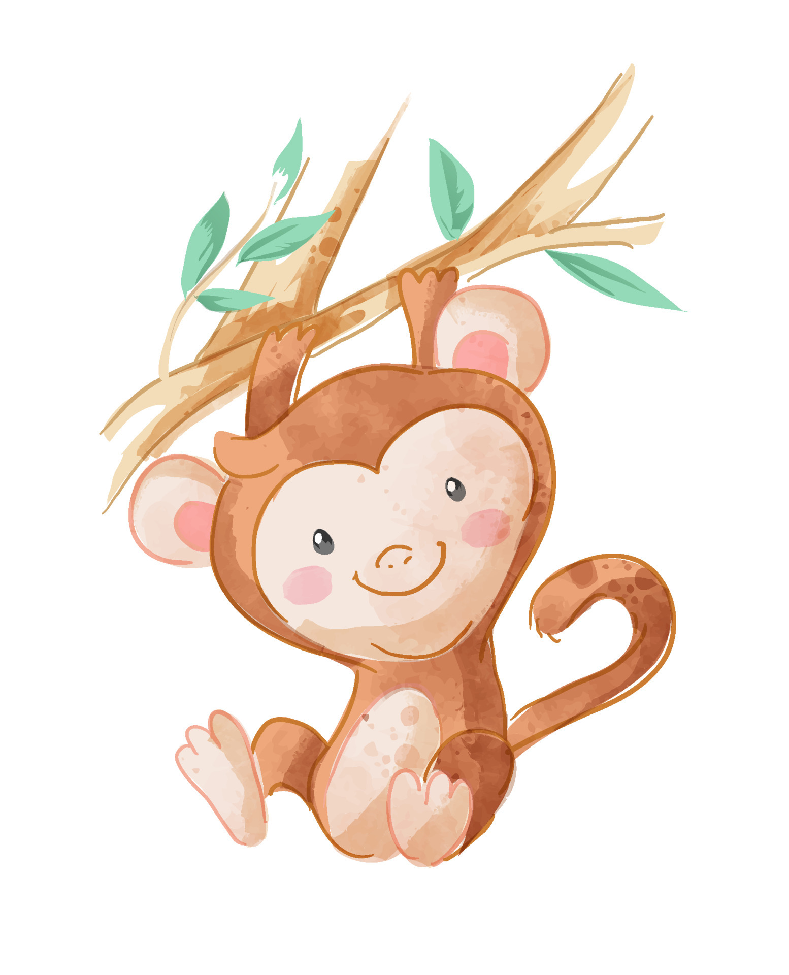 Ilustração Vetorial Desenho Animado Macaco Bonito Pendurado Galho Árvore  imagem vetorial de artnovi© 650672188