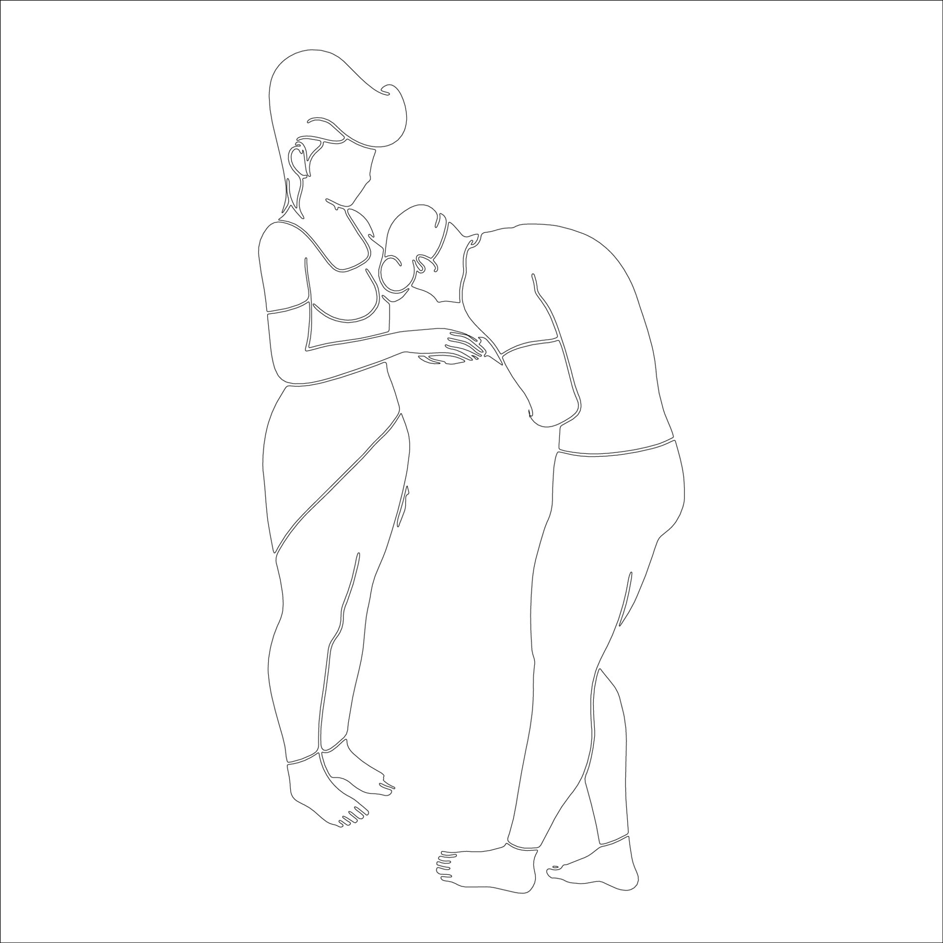 casal beijando ilustração de contorno de personagem em fundo
