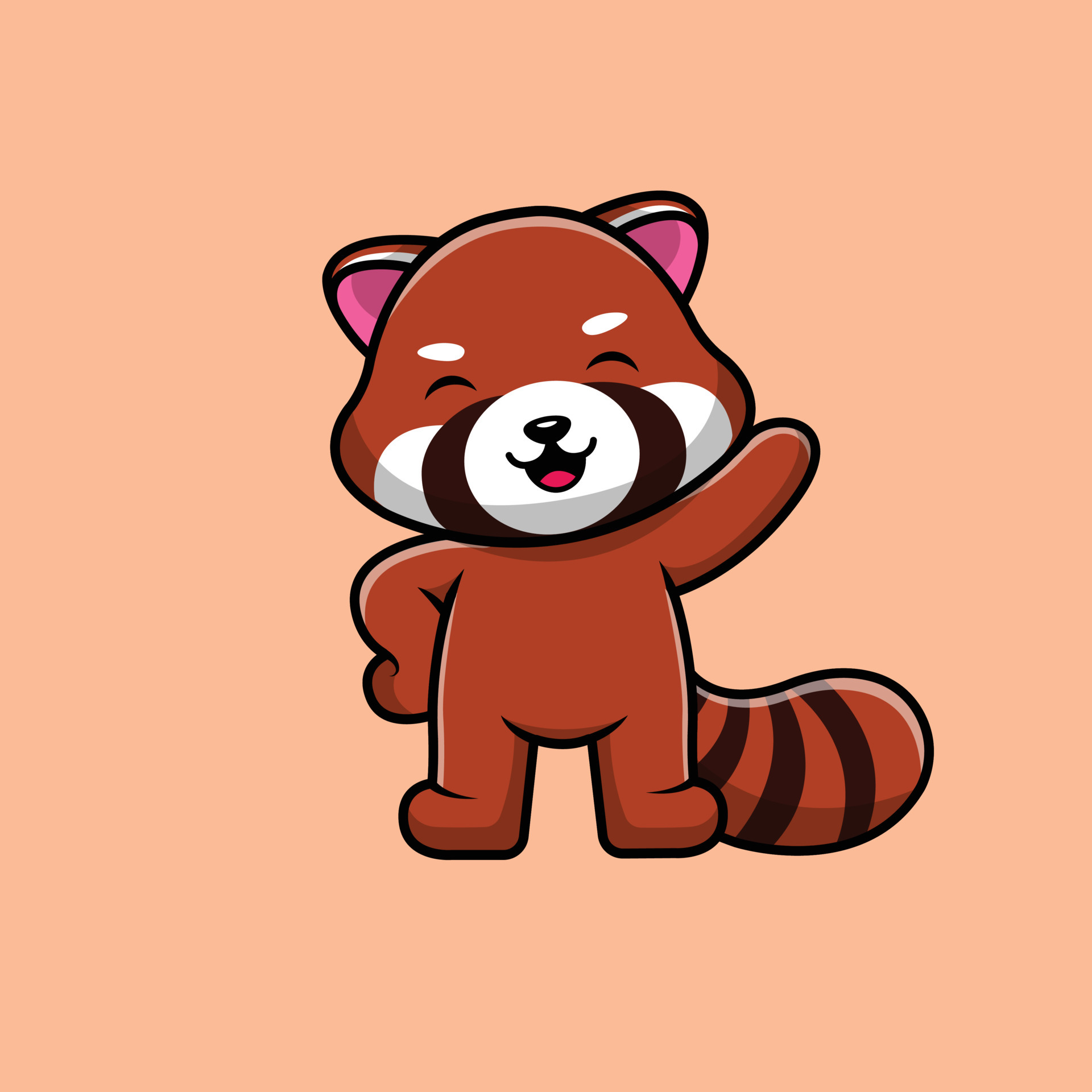 Panda vermelho cartoon ilustração em vetor kawaii