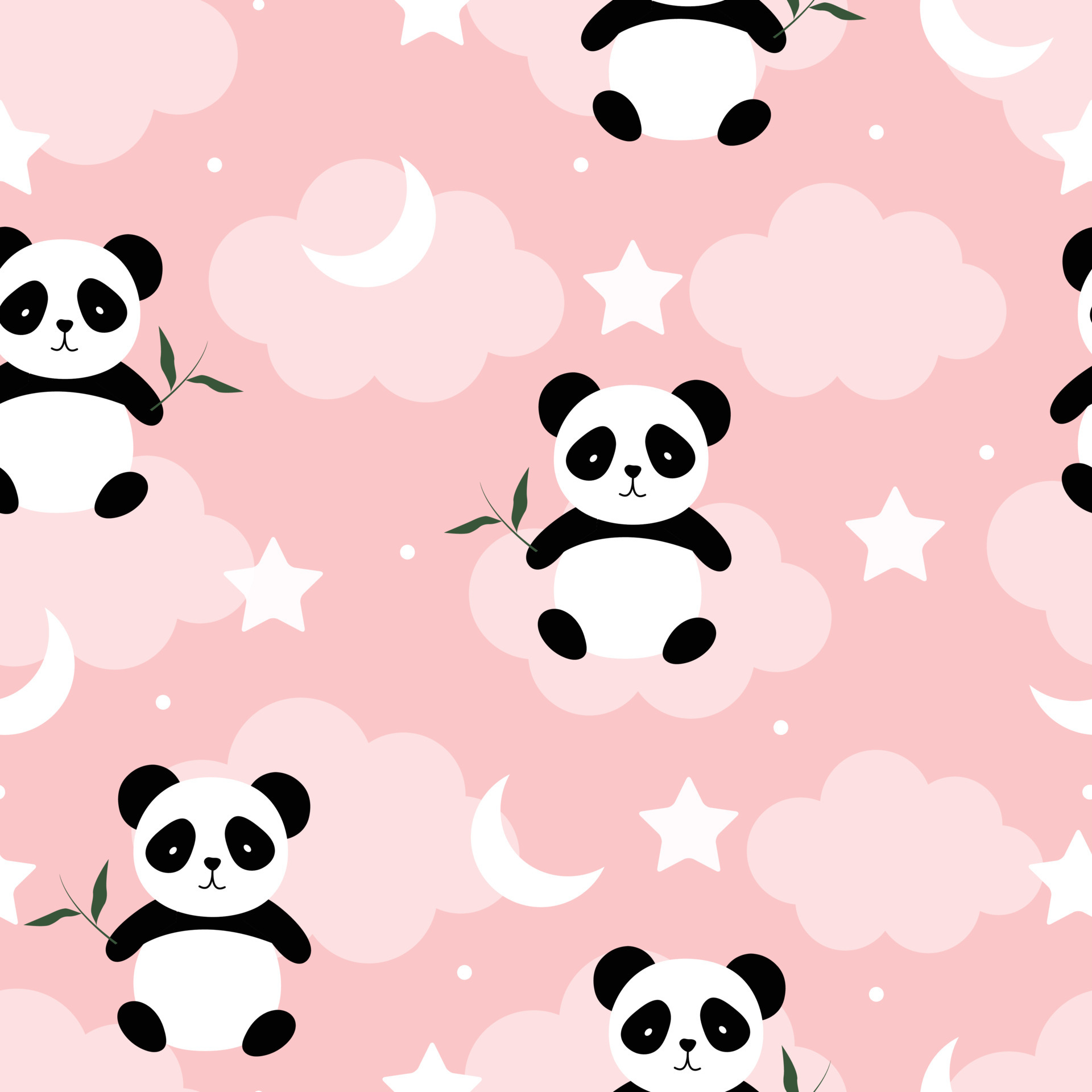 Panda E Padrão Sem Falhas De Nuvem Fofo E Kawaii Ilustração do