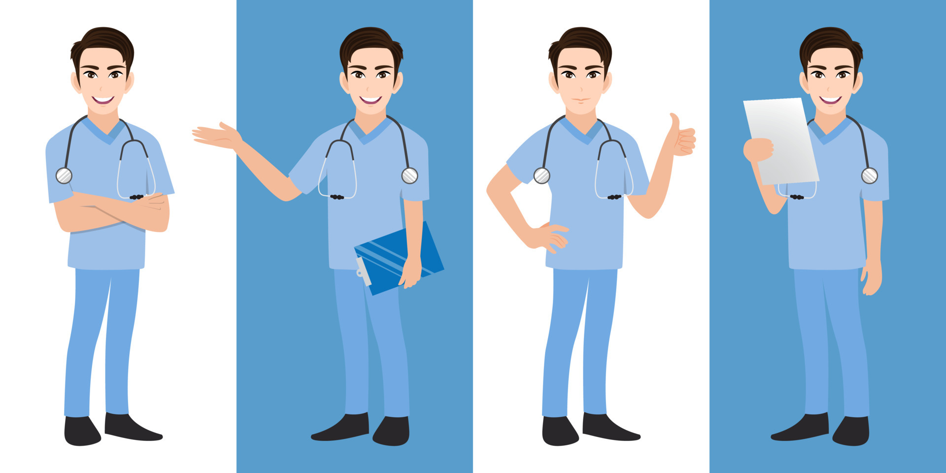 conjunto de personagens de desenhos animados de médica, senhora médica em  poses diferentes, trabalhador médico ou