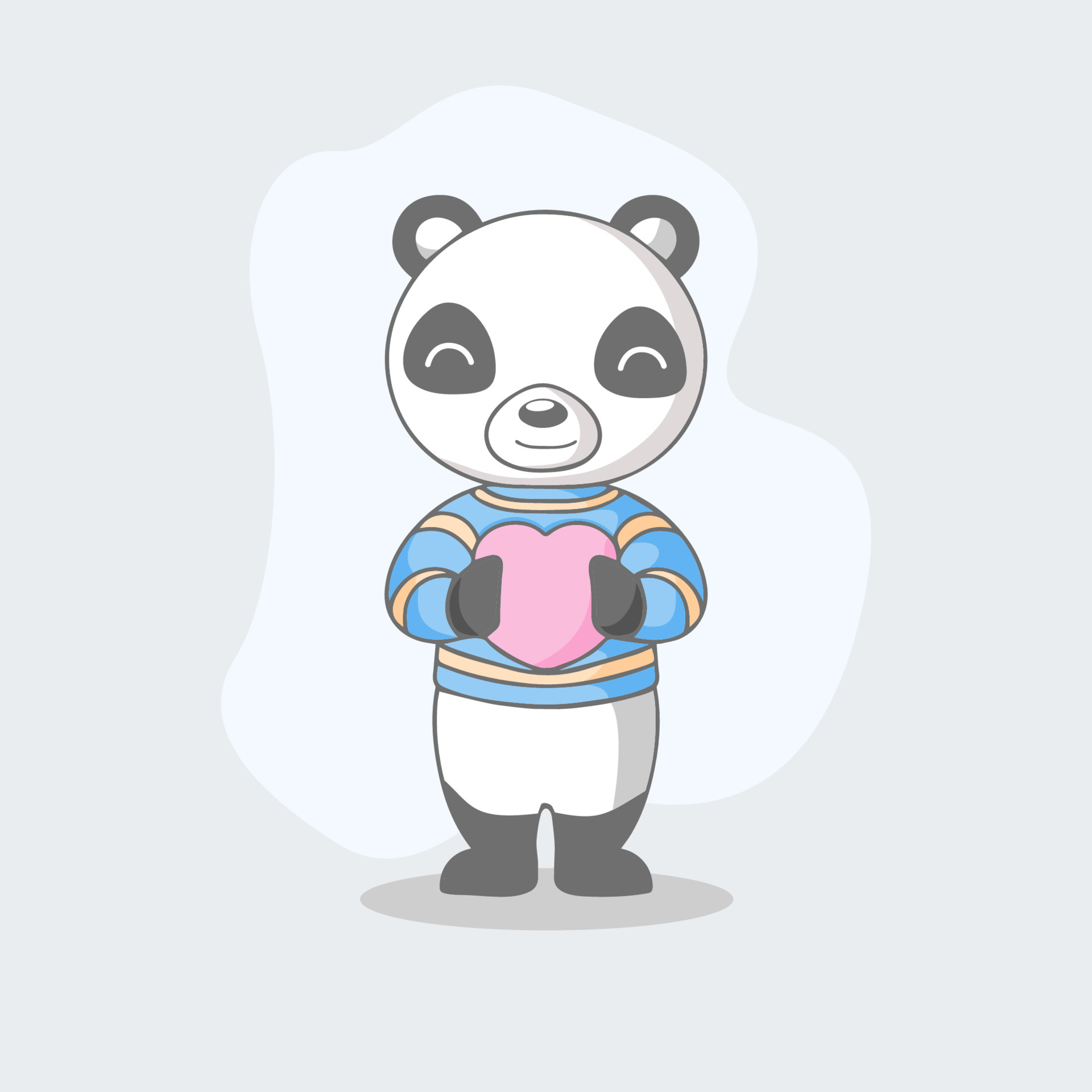 Panda De Bebê Fofo Segurando Desenhos Animados Do Coração