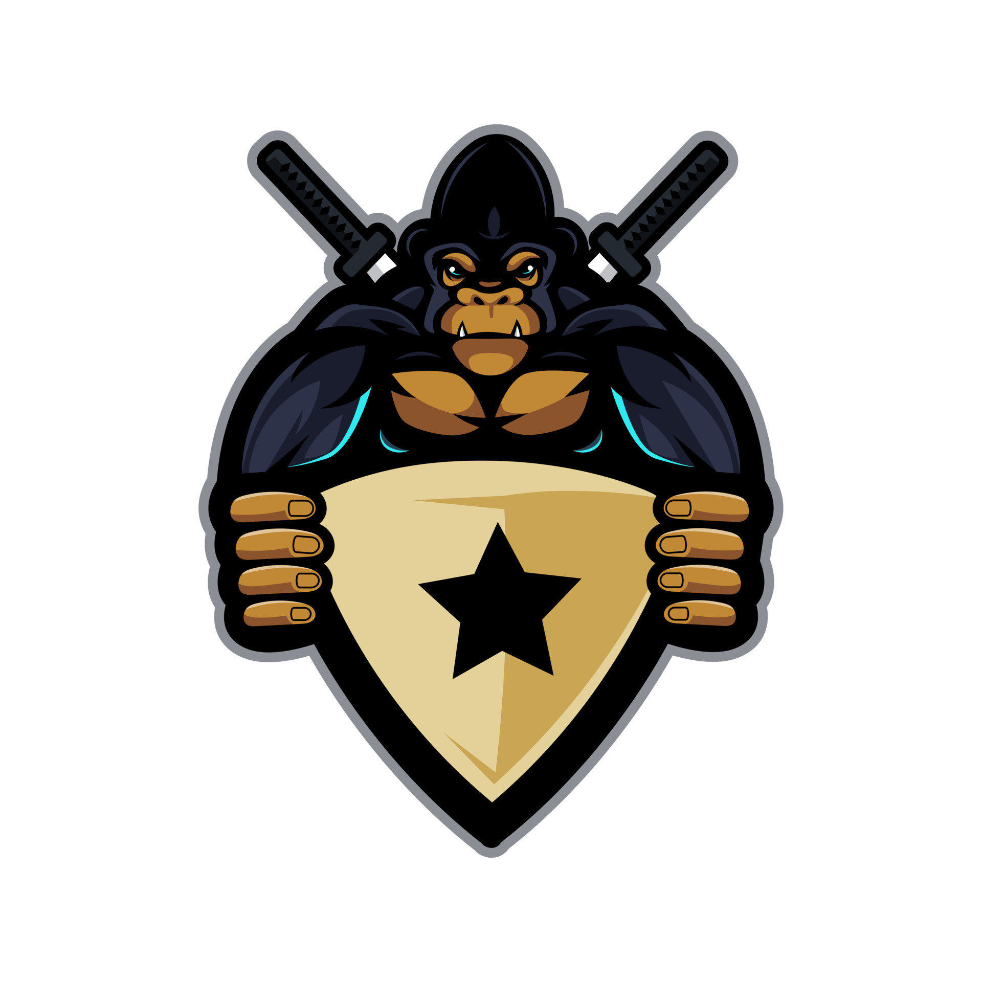 Ilustração em vetor logotipo moderno macaco esport de jogos