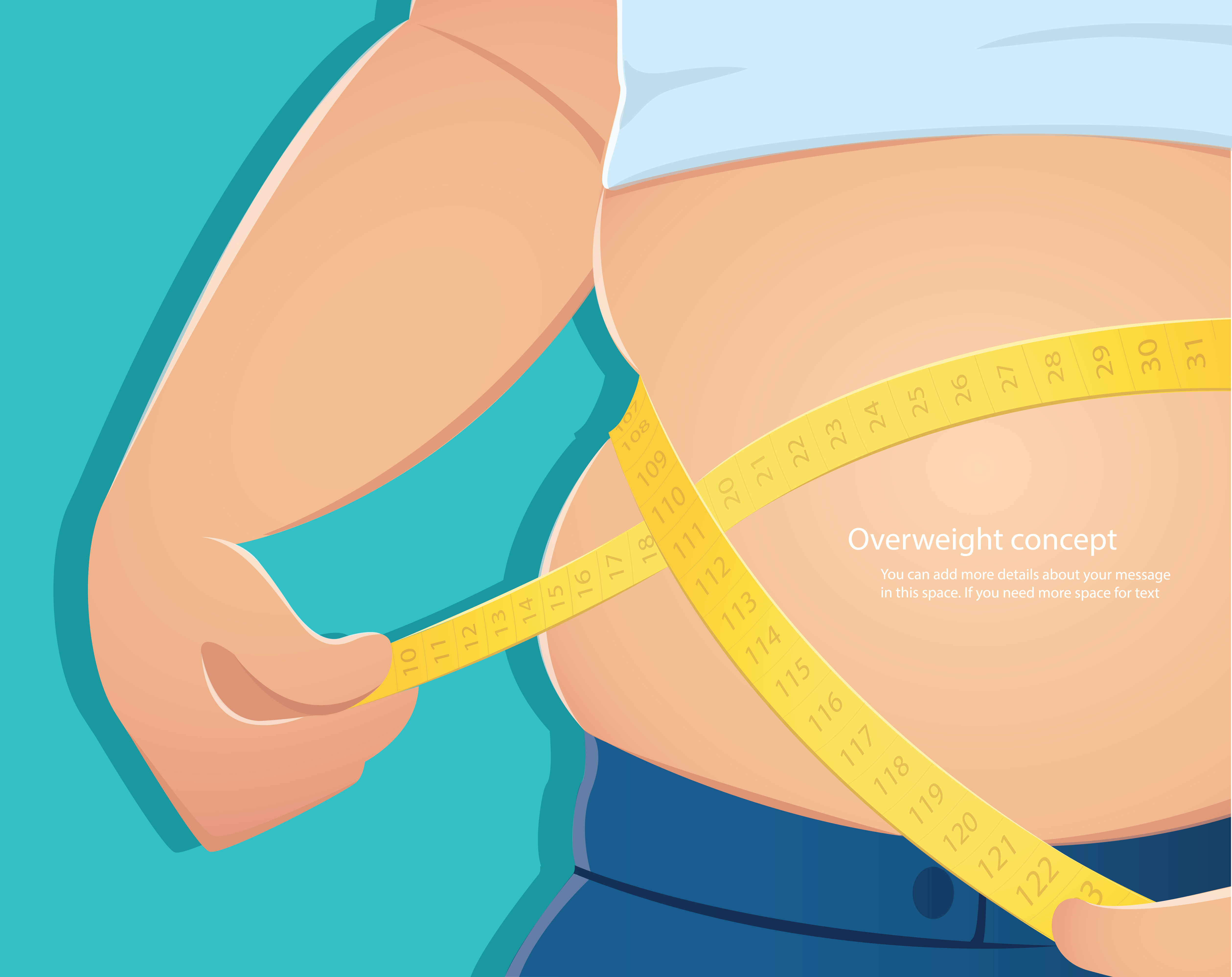 excesso de peso, pessoa gordo usar escala para medir sua cintura com fundo  azul 539916 Vetor no Vecteezy