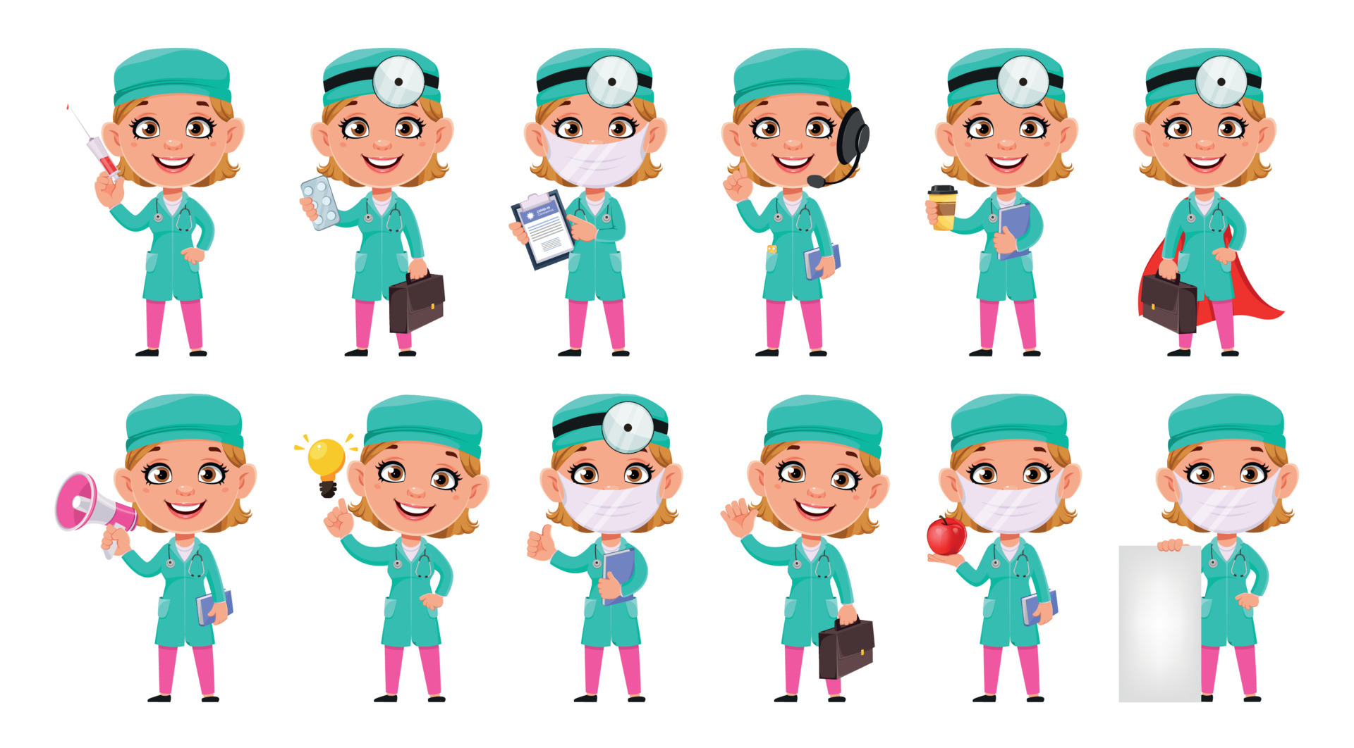 personagem de desenho animado de mulher médica 5400017 Vetor no Vecteezy