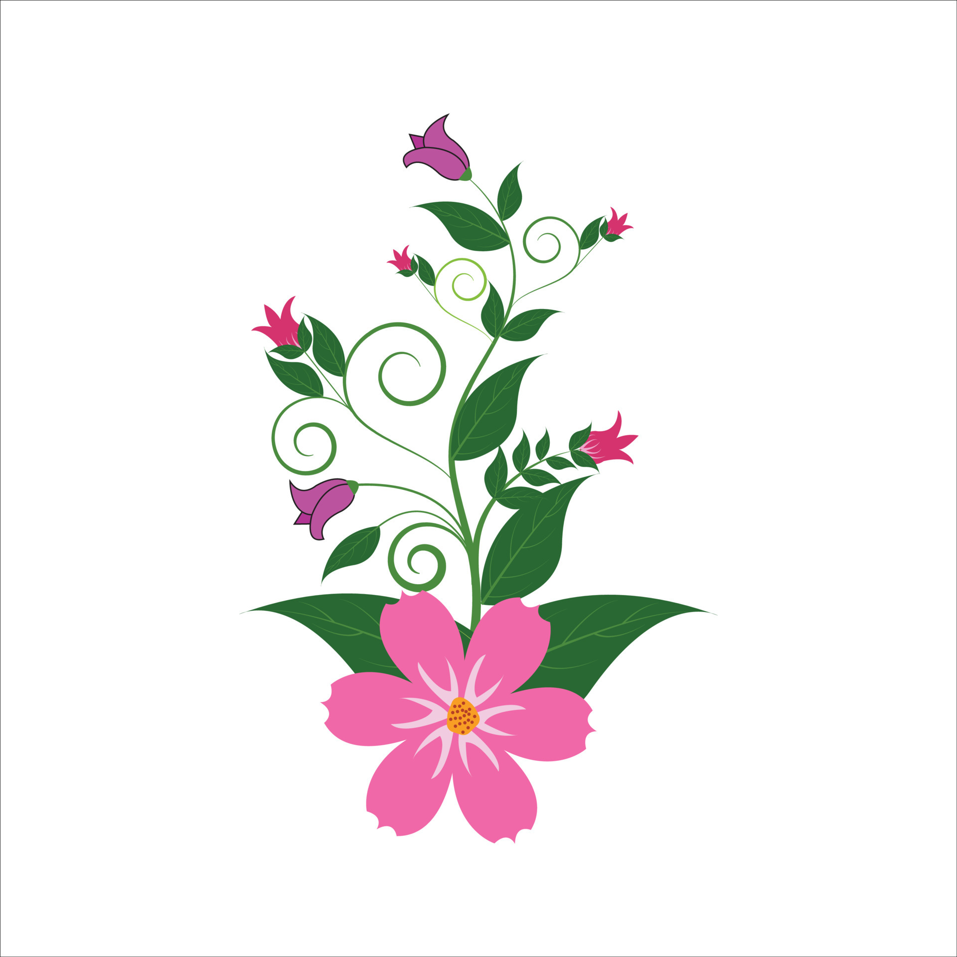 desenhos animados bonitos rosas e flores, ramos lilás e buquê de folhas em  fundo branco. ilustração em aquarela desenhada de mão. 5424487 Vetor no  Vecteezy