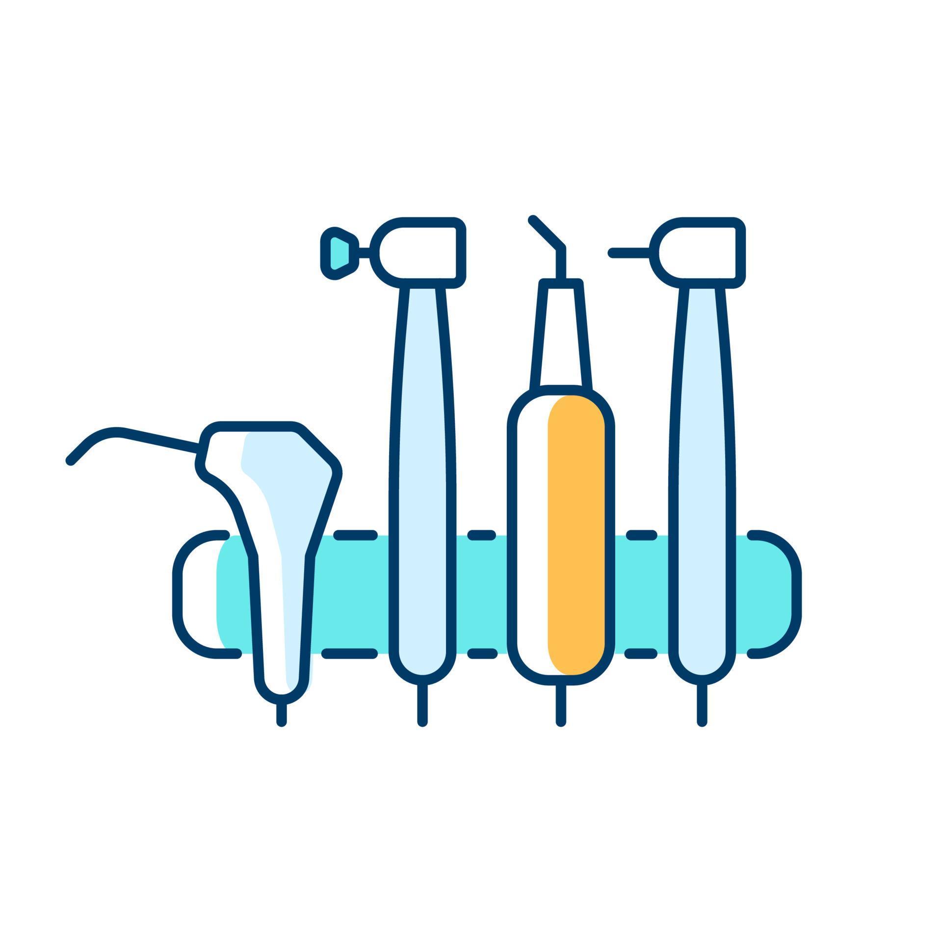 ícone de cor rgb da unidade de máquina dental. ferramentas médicas para  profissional de odontologia. instrumentos ortodônticos. equipamento para  manipulação com dentes. ilustração vetorial isolado. desenho de linha  preenchido simples 5648052 Vetor