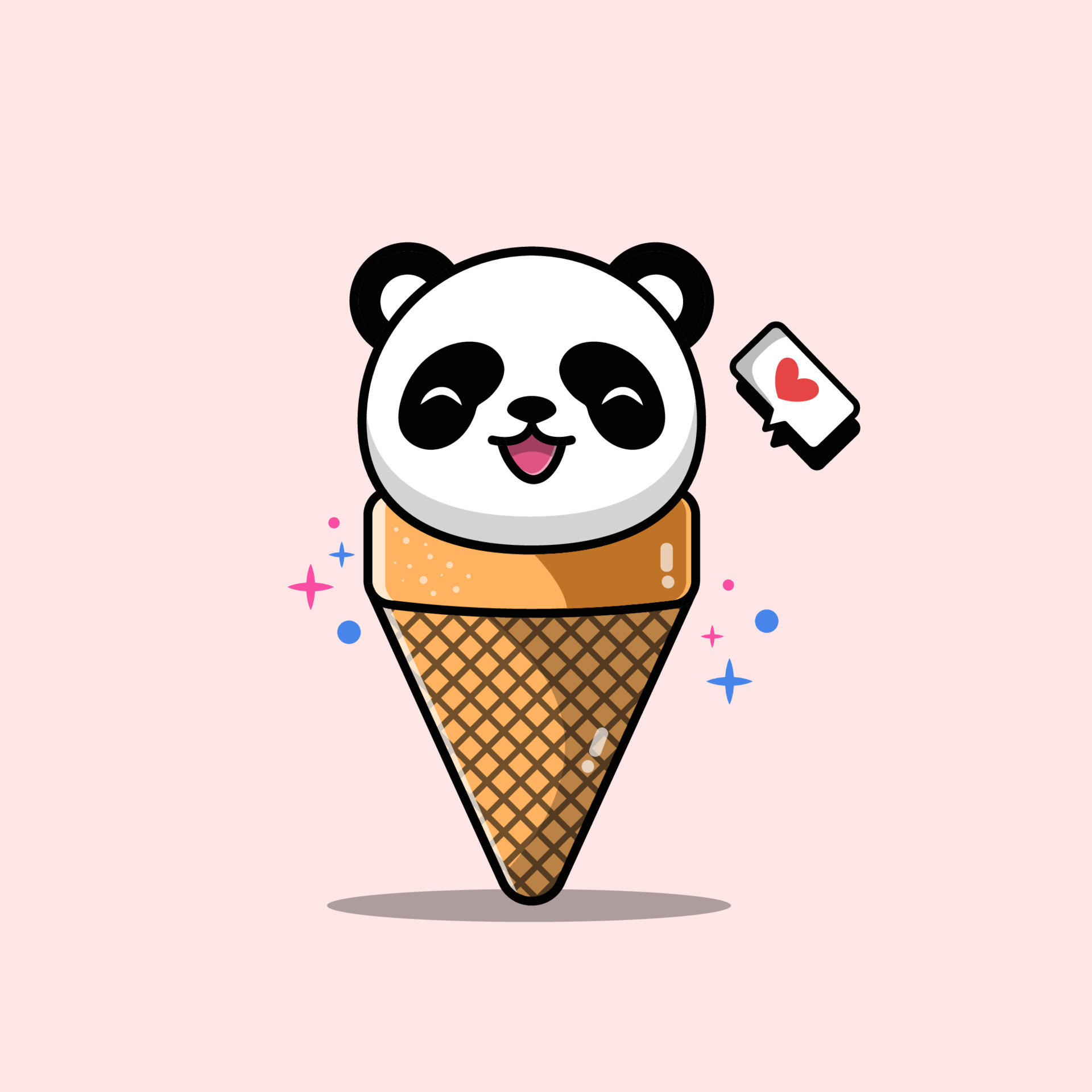 Panda De Desenho Animado Fofo Com Sorvete. Ilustração do Vetor - Ilustração  de fofofo, brinquedo: 213965491
