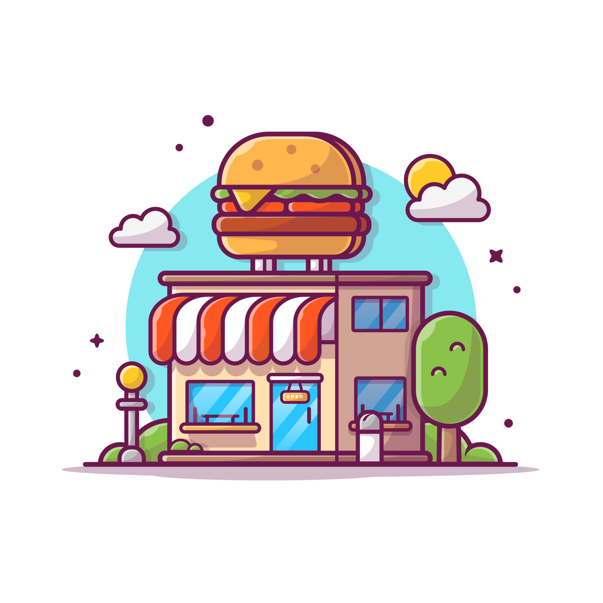 Ilustração vetorial de hambúrguer de comida para empresas de alimentos e  equipe de jogos isolada