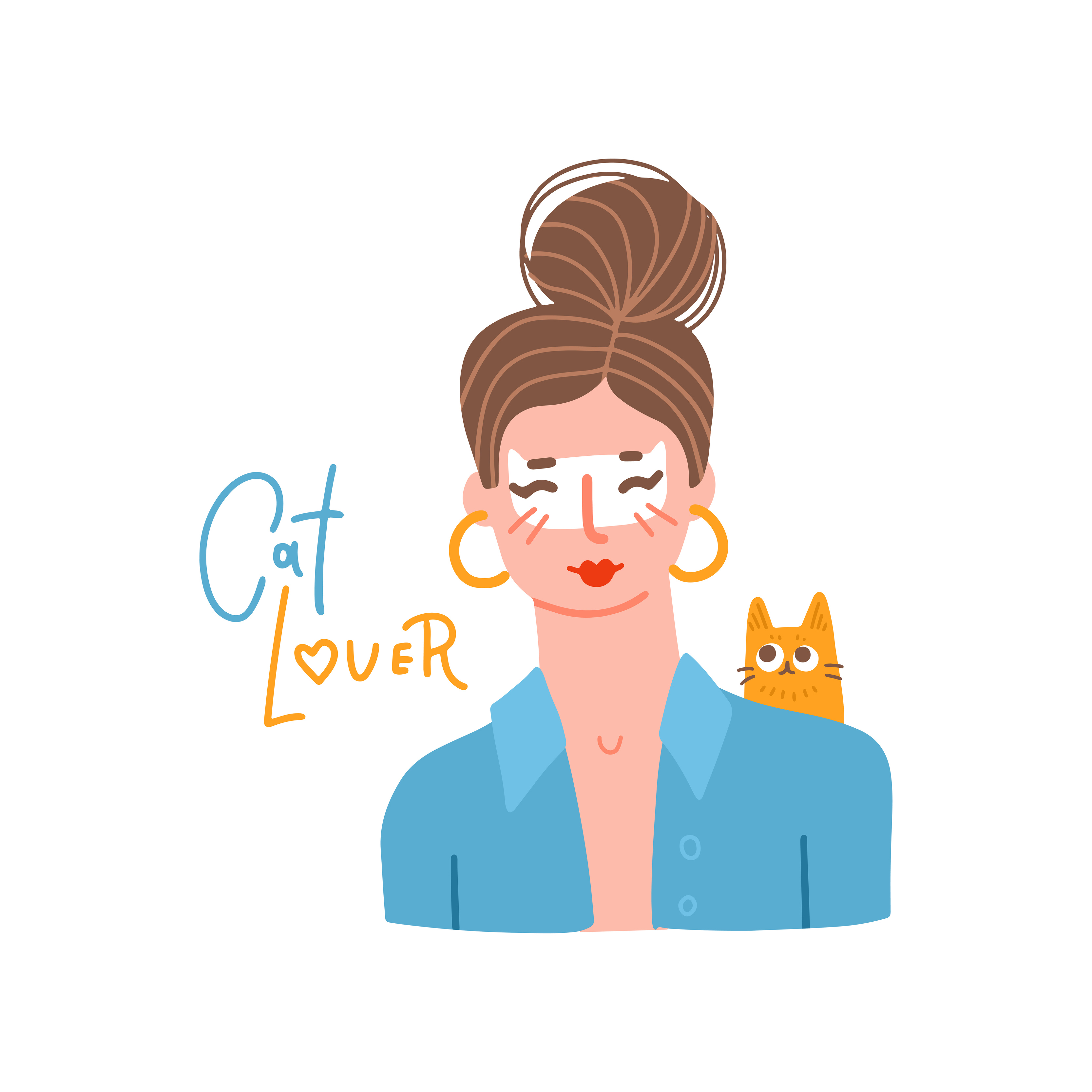 Garota Pintando Seu Gato, Vetor, Desenho De Criança Ilustração do