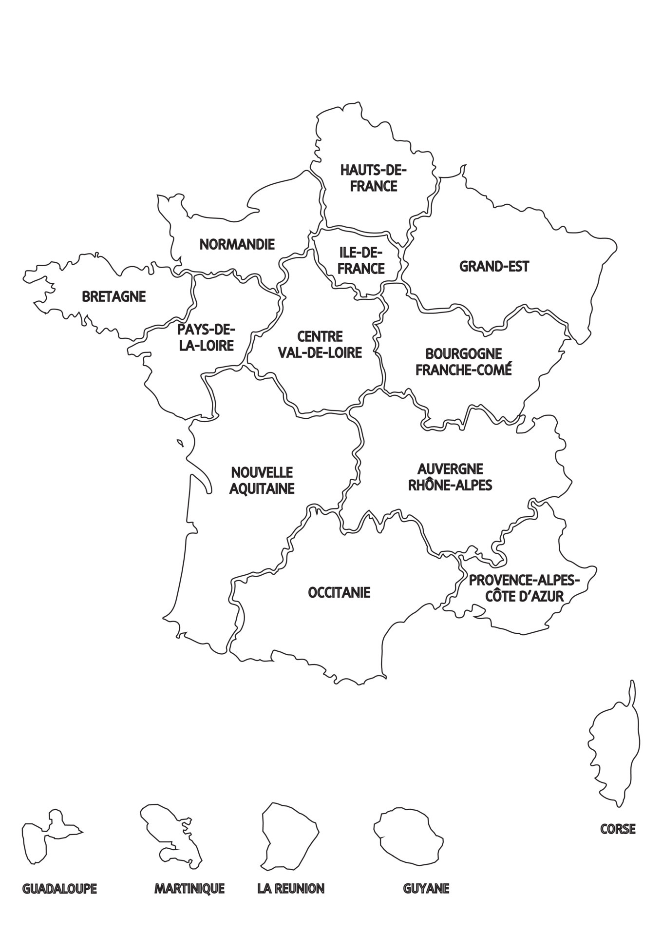 Mapa político de alta qualidade da frança e espanha com fronteiras das  regiões ou províncias