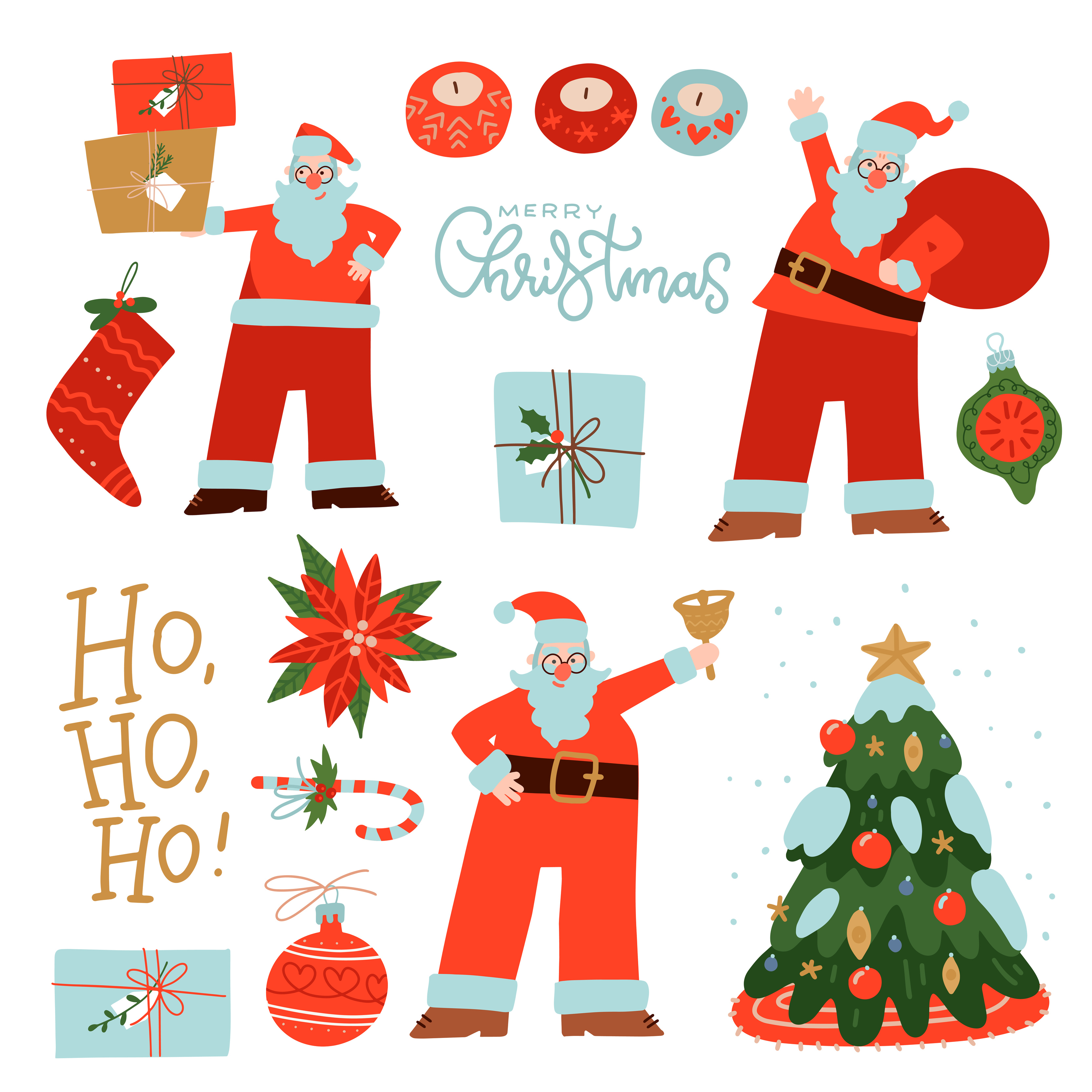 Conjunto De Ilustração Em Vetor Elemento Natal Como Jingle Bell De