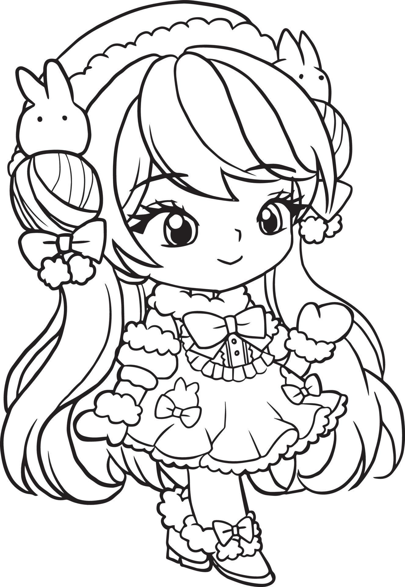 Desenhos para colorir de menina Manga Kawaii Kawaii - Desenhos para colorir  gratuitos para imprimir