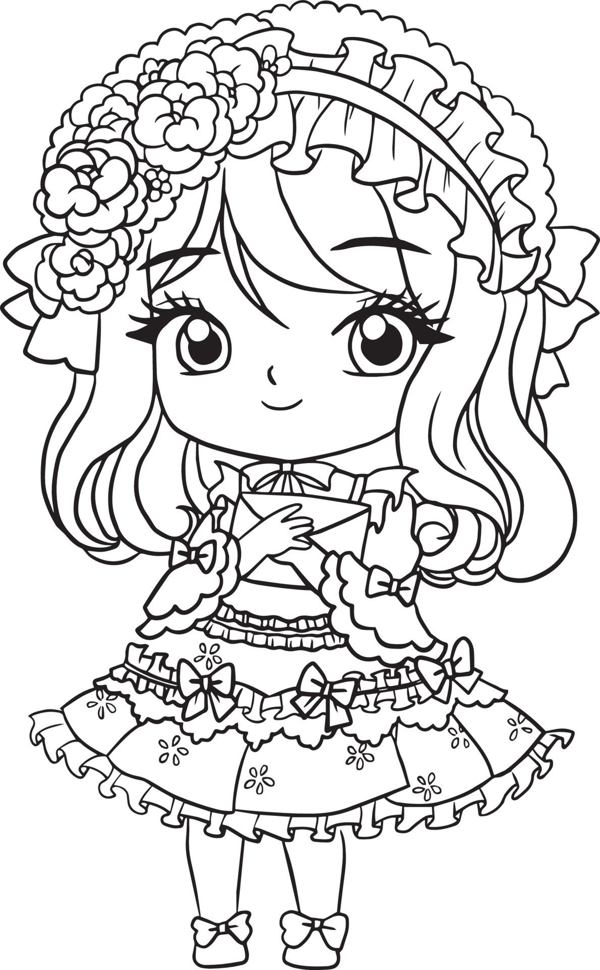 Desenhos para colorir de menina Manga Kawaii Kawaii - Desenhos para colorir  gratuitos para imprimir