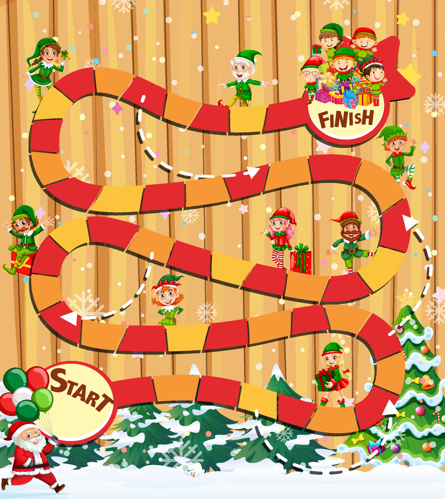 modelo de jogo de cobra e escadas com tema de natal 6155221 Vetor no  Vecteezy