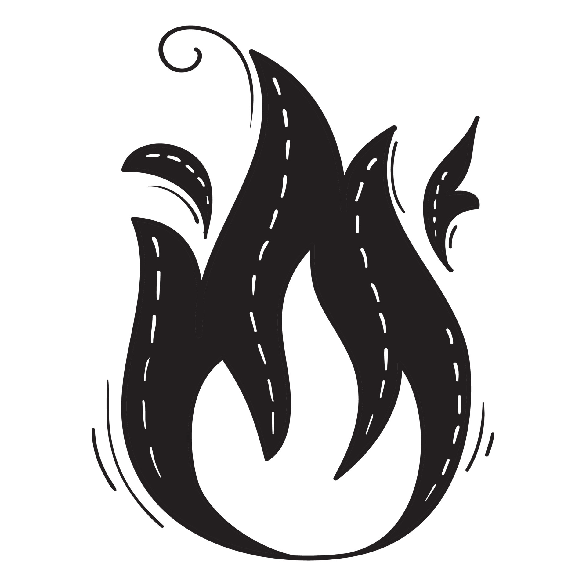ícones de fogo desenhados à mão. conjunto de vetores de ícones de chamas de  fogo. fogo de esboço de doodle desenhado à mão, desenho preto e branco.  símbolo de fogo simples. 6214542