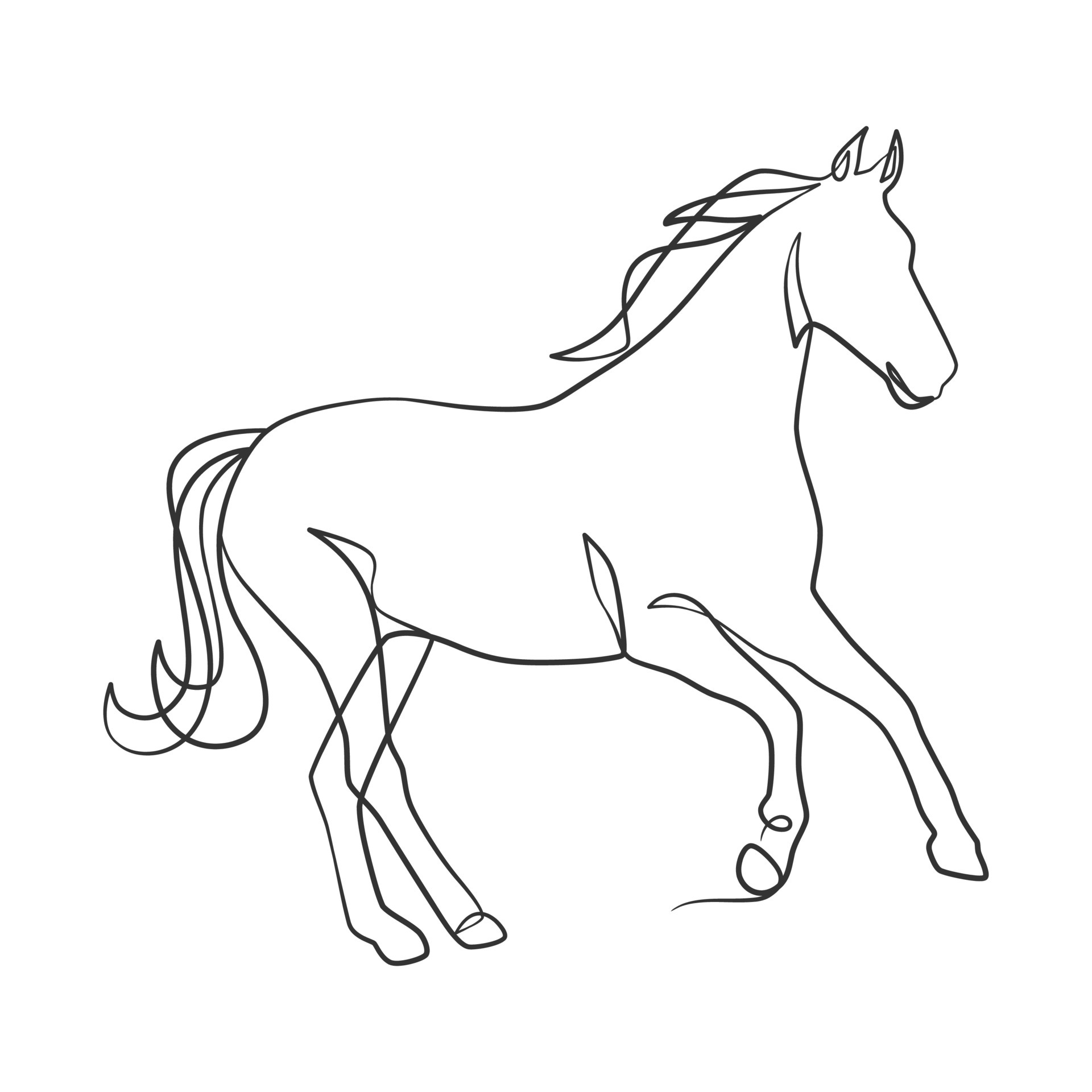 um desenho de linha contínuo do boneco cavalo de madeira clássico