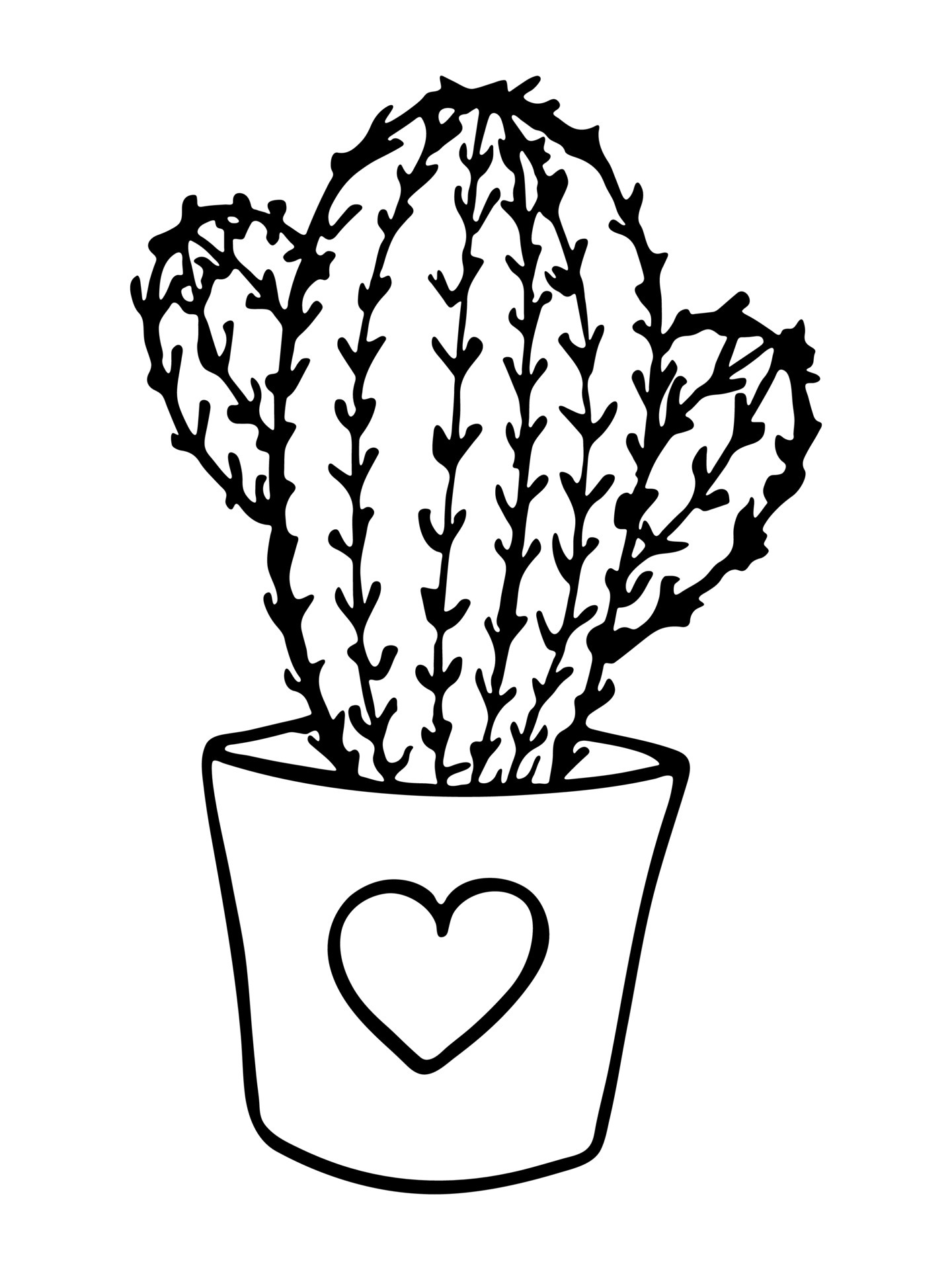 cacto simples desenhado à mão bonito. planta de casa em um clipart de pote.  ilustração de cactos isolada no fundo branco. doodle em casa aconchegante.  6400657 Vetor no Vecteezy