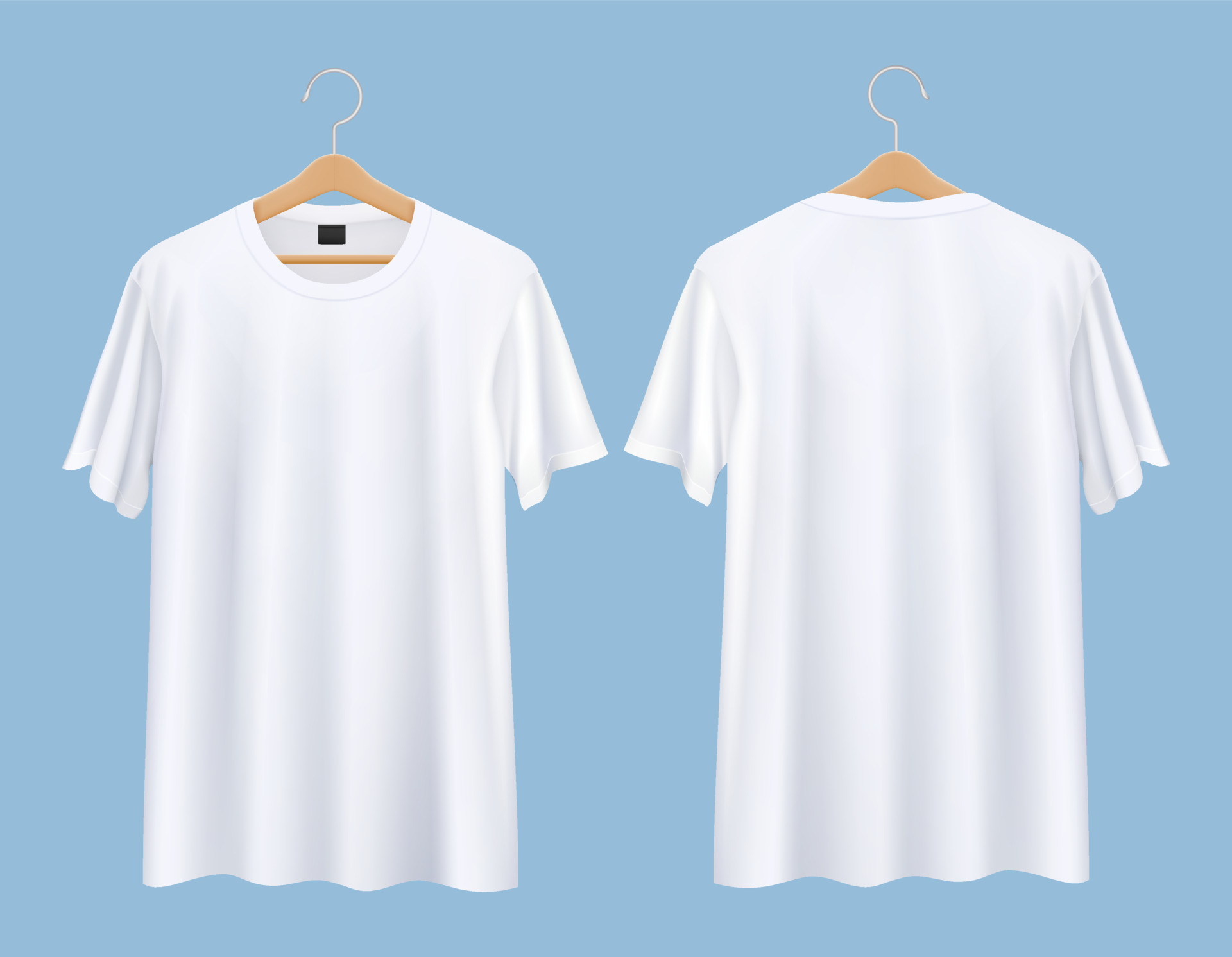 t-shirt com ilustrações de maquete de cabide frente e costas