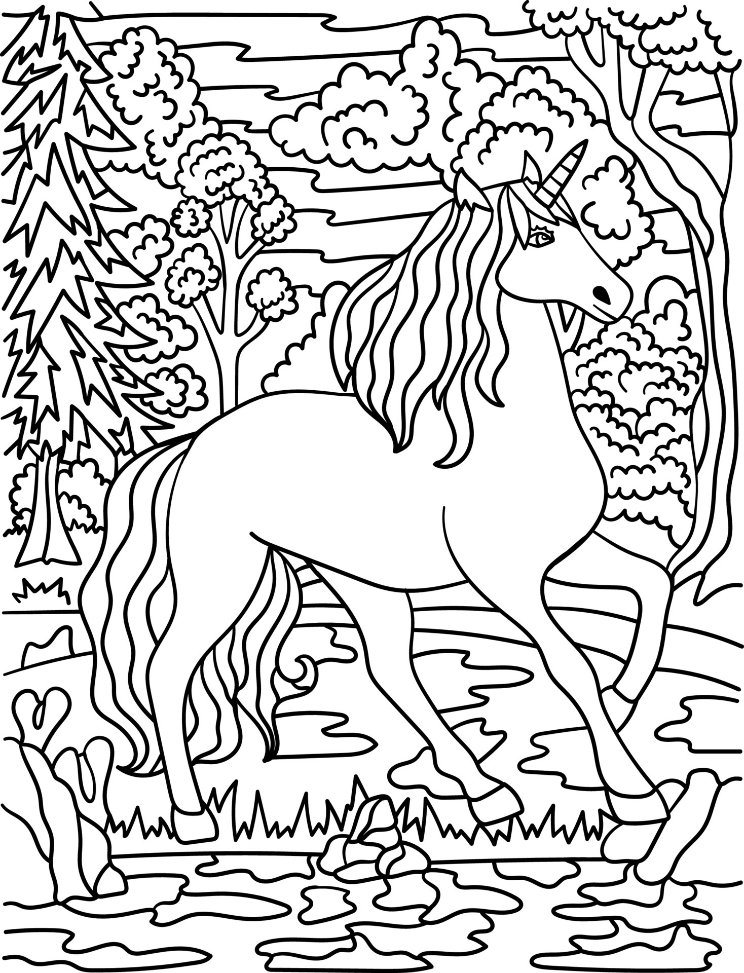 Fundo Desenhos Para Colorir Adultos Unicórnios Fundo, Desenho De