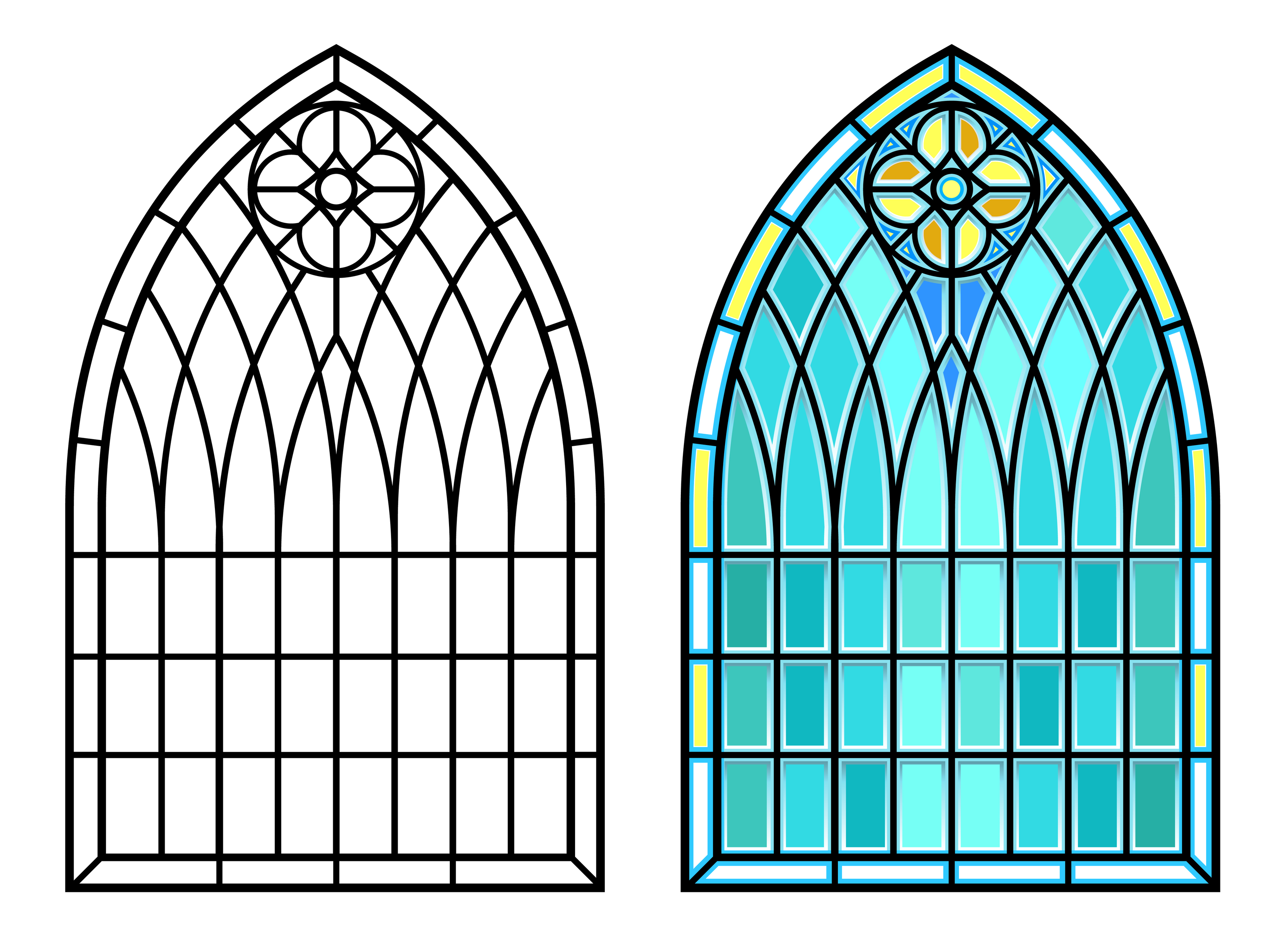 Página Preto E Branco Para Colorir. Desenho Da Fantasia De Janelas Góticos  Bonitas Com Vitral No Estilo Medieval. Planilha Para Crianças E Adultos.  Imagem Vetorial. Ilustraciones svg, vectoriales, clip art vectorizado libre