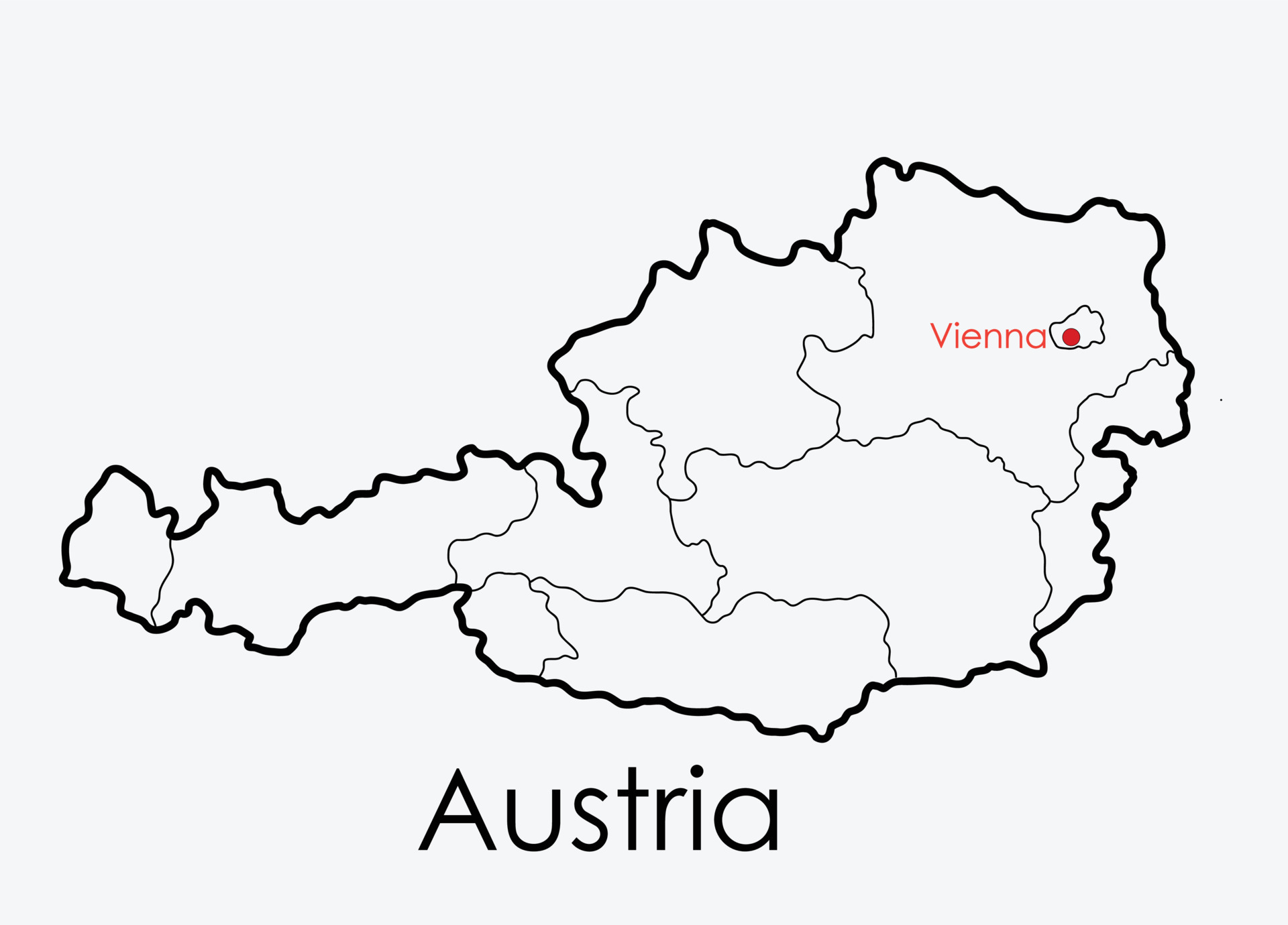 Áustria simplificou o mapa ilustração do vetor. Ilustração de europeu -  100123873