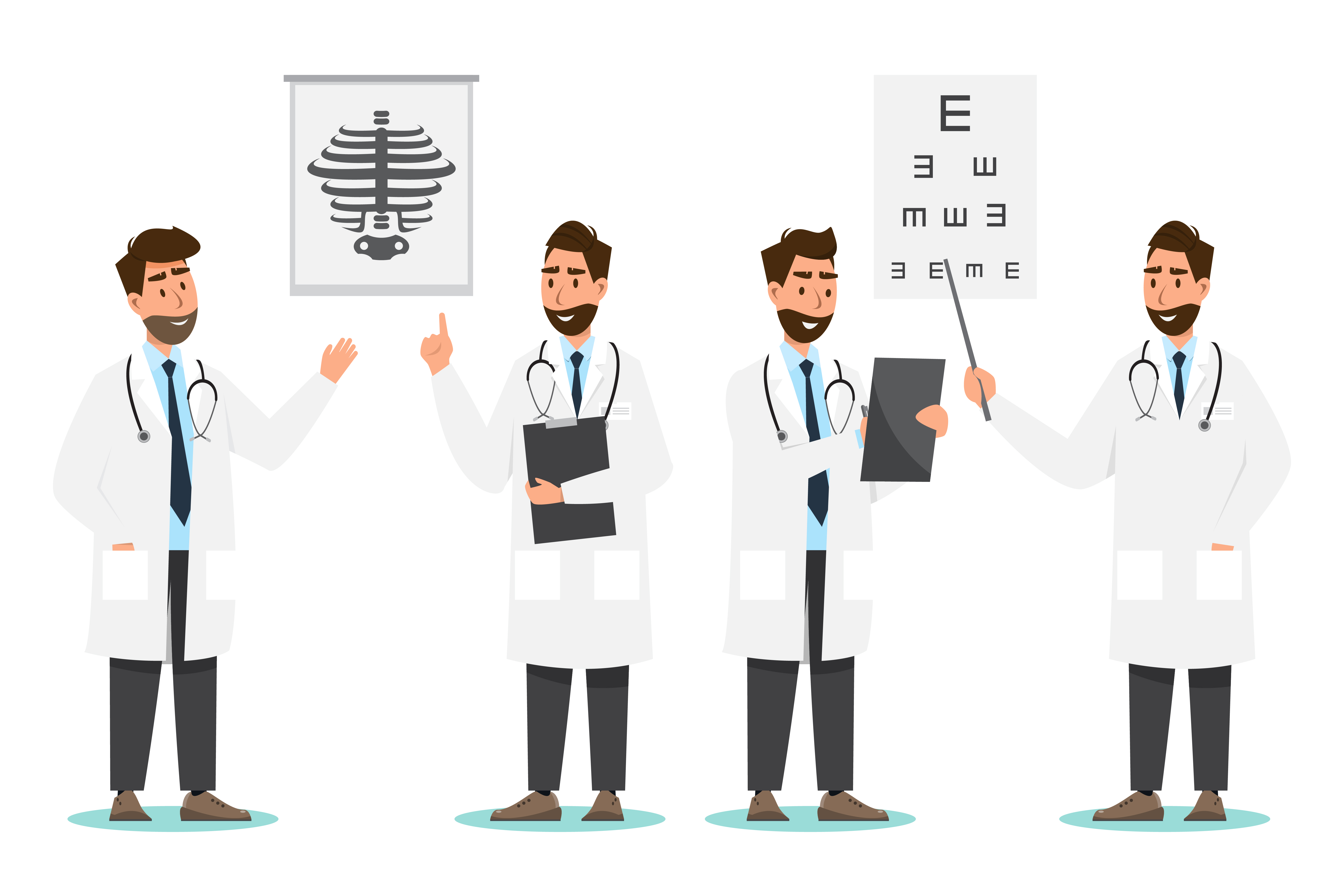 Conjunto de personagens de desenhos animados de médico, conceito de equipe  médica no hospital