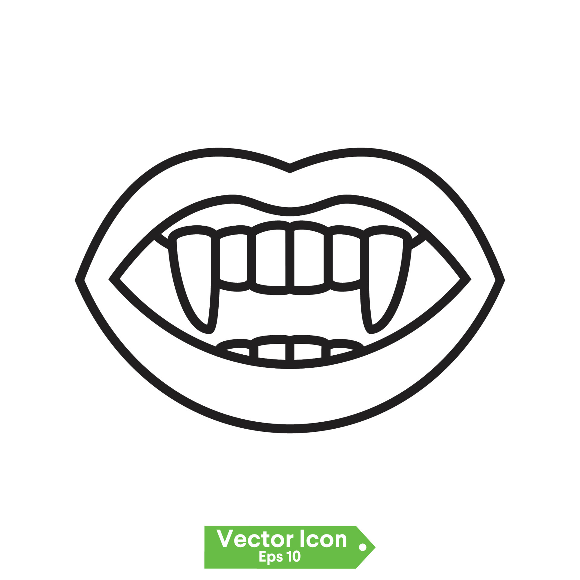 dentes e lábios de vampiro para o halloween. desenho vetorial conjunto  isolado em um fundo branco. 6605185 Vetor no Vecteezy
