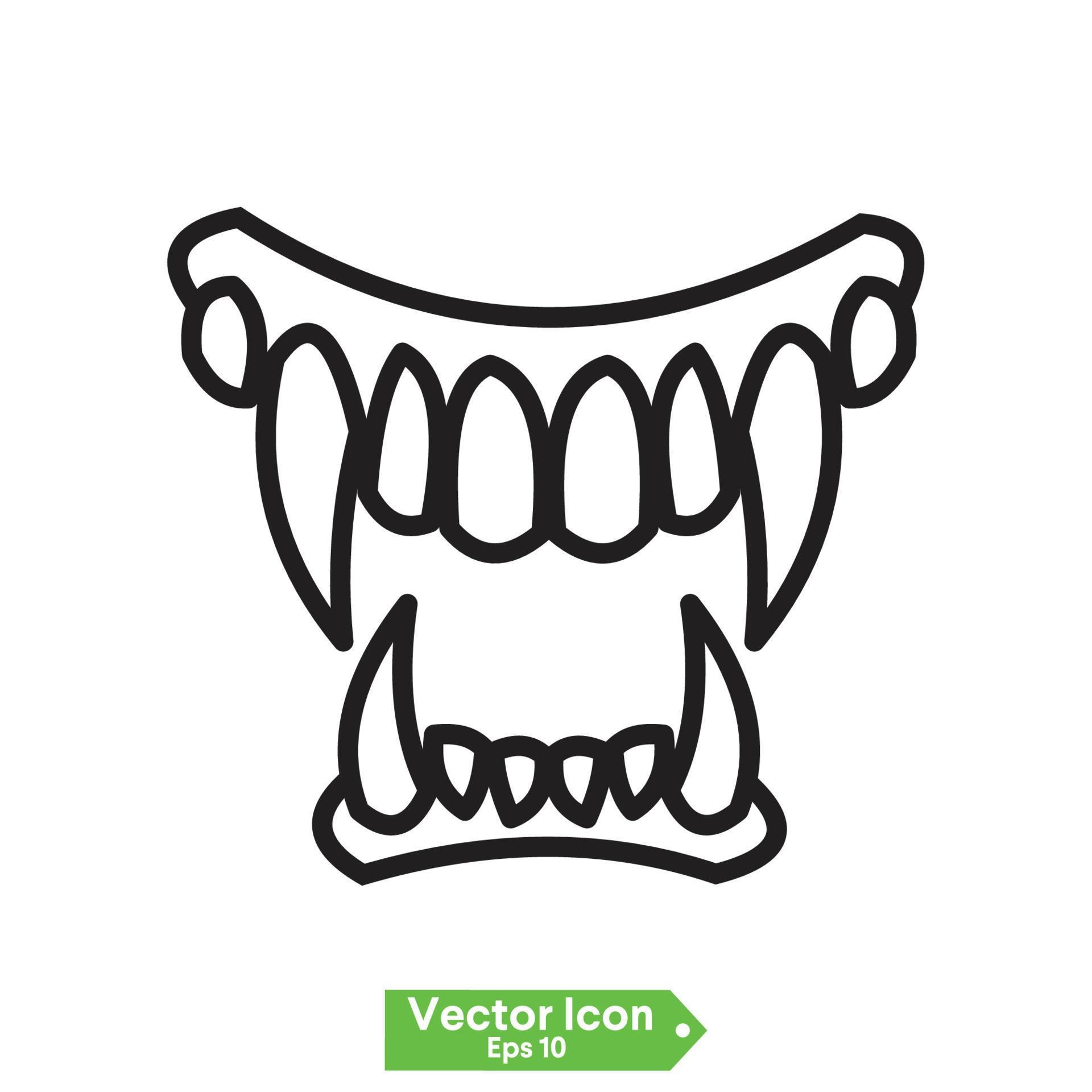 dentes e lábios de vampiro para o halloween. desenho vetorial conjunto  isolado em um fundo branco. 6605185 Vetor no Vecteezy