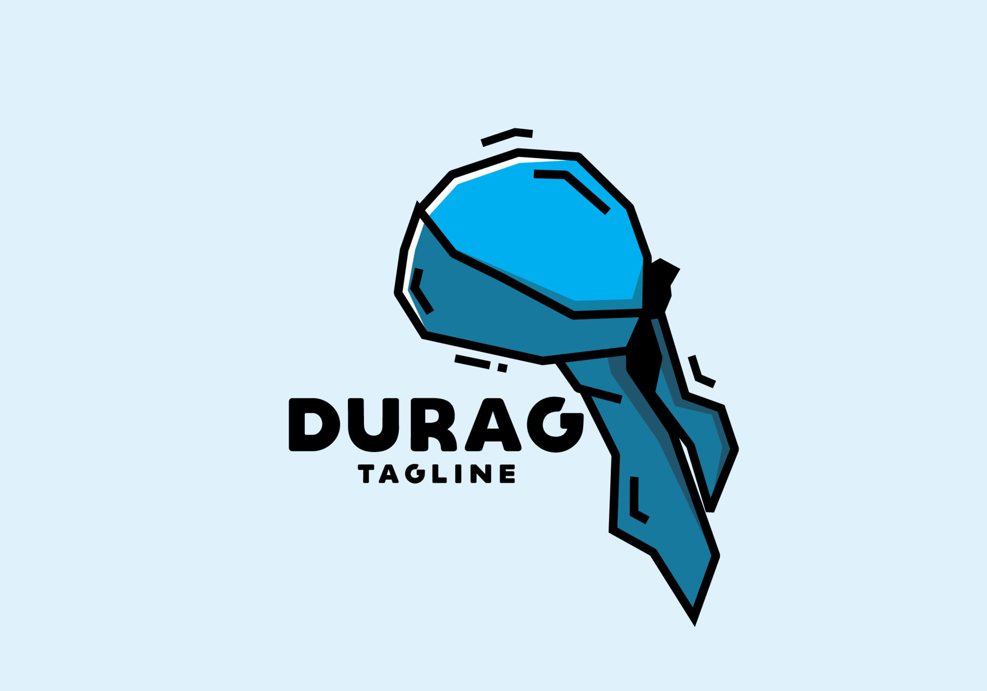 Arte de linha preto e branco do homem usando distintivo durag