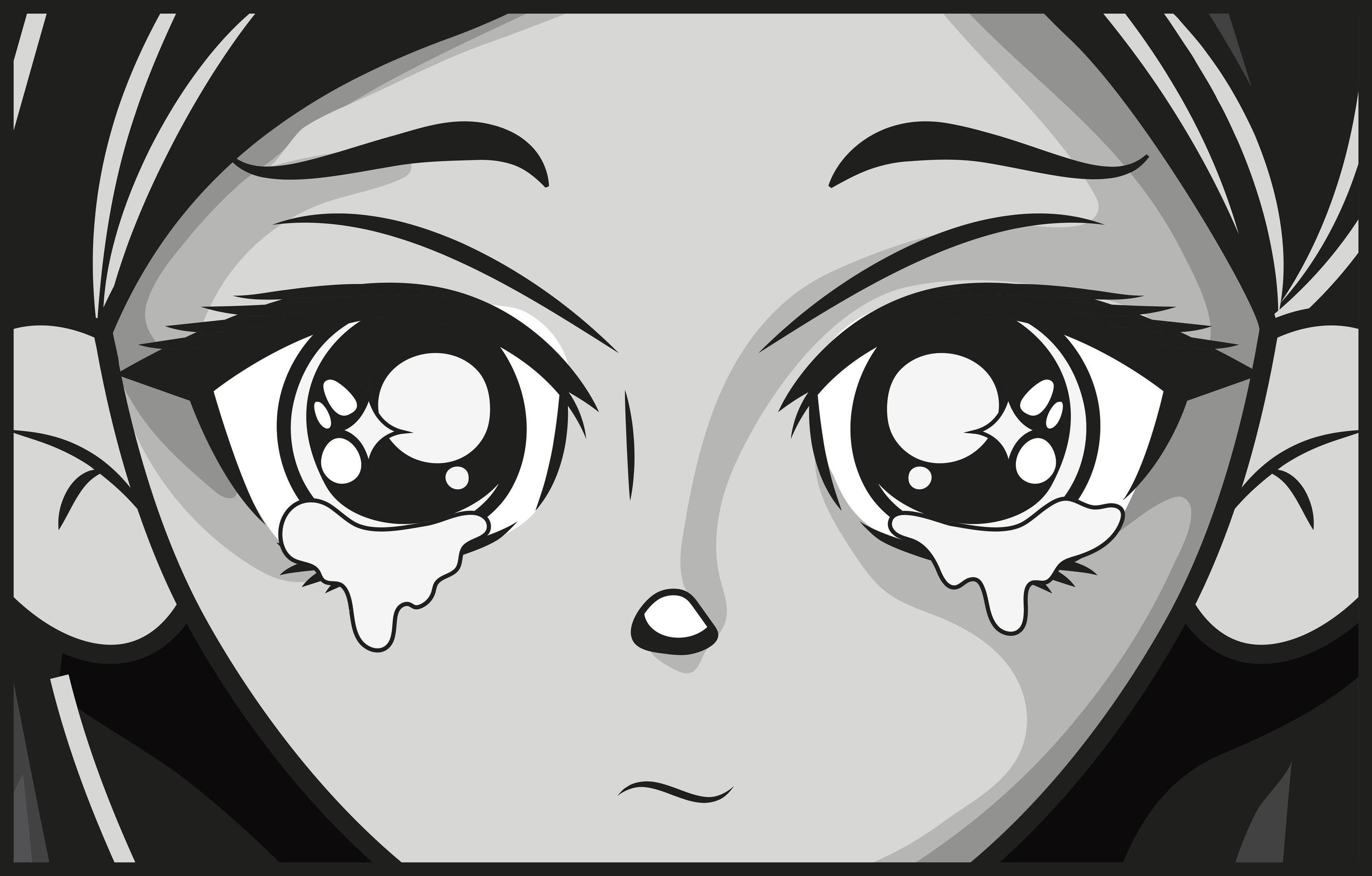 depressão, tristeza, dor. menina triste do anime chorando. 3321875 Vetor no  Vecteezy