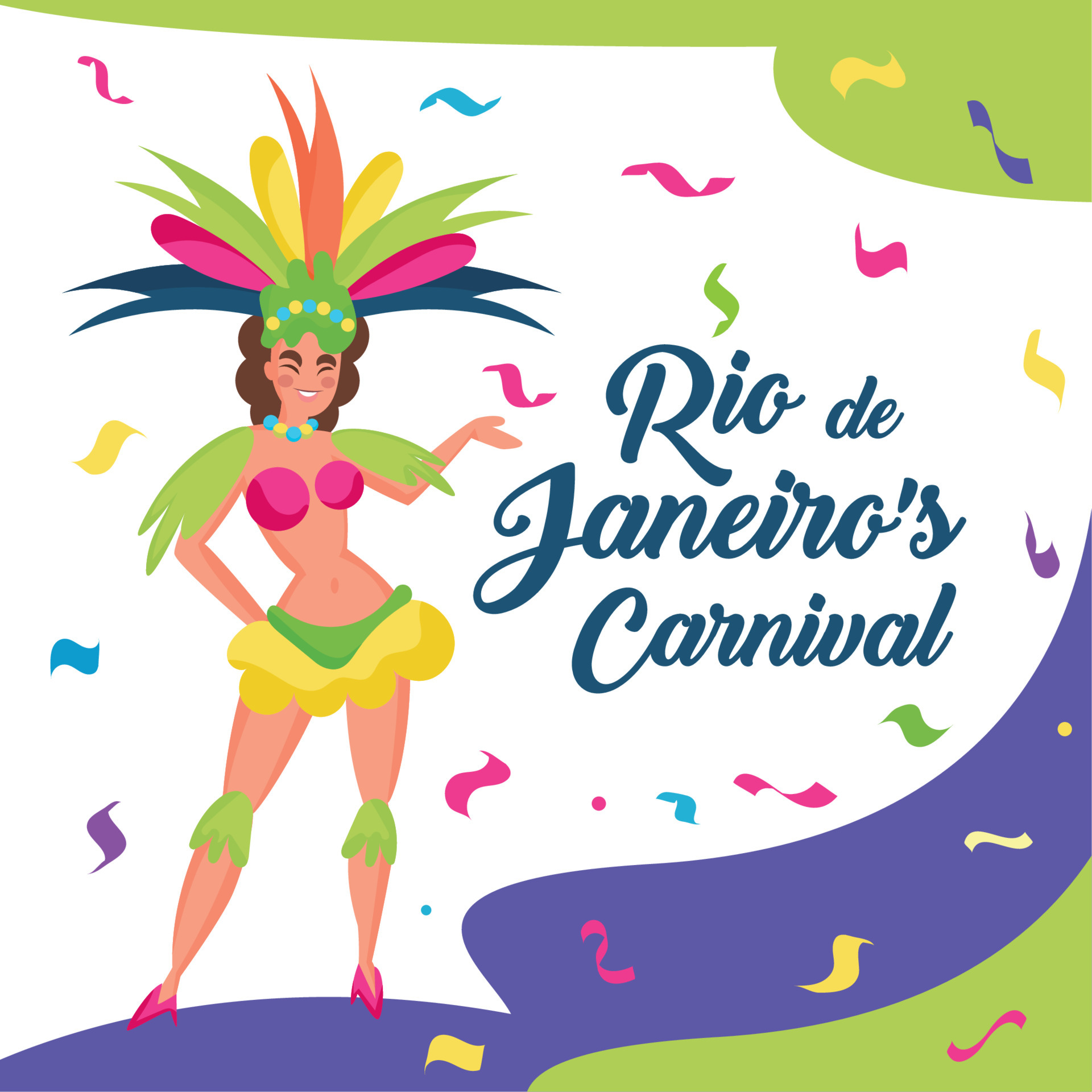 cartaz de carnaval brasileiro mulher feliz vestida com roupas tradicionais  vetor 6622817 Vetor no Vecteezy