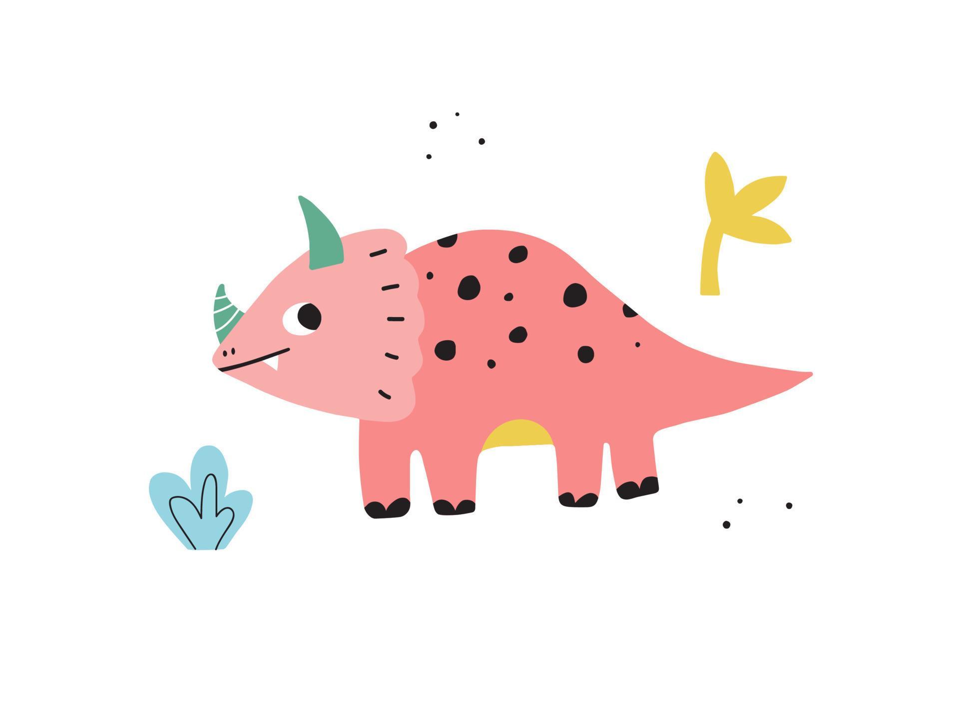 Personagem De Desenho Animado De Dinossauro Rosa-fofo Ilustração