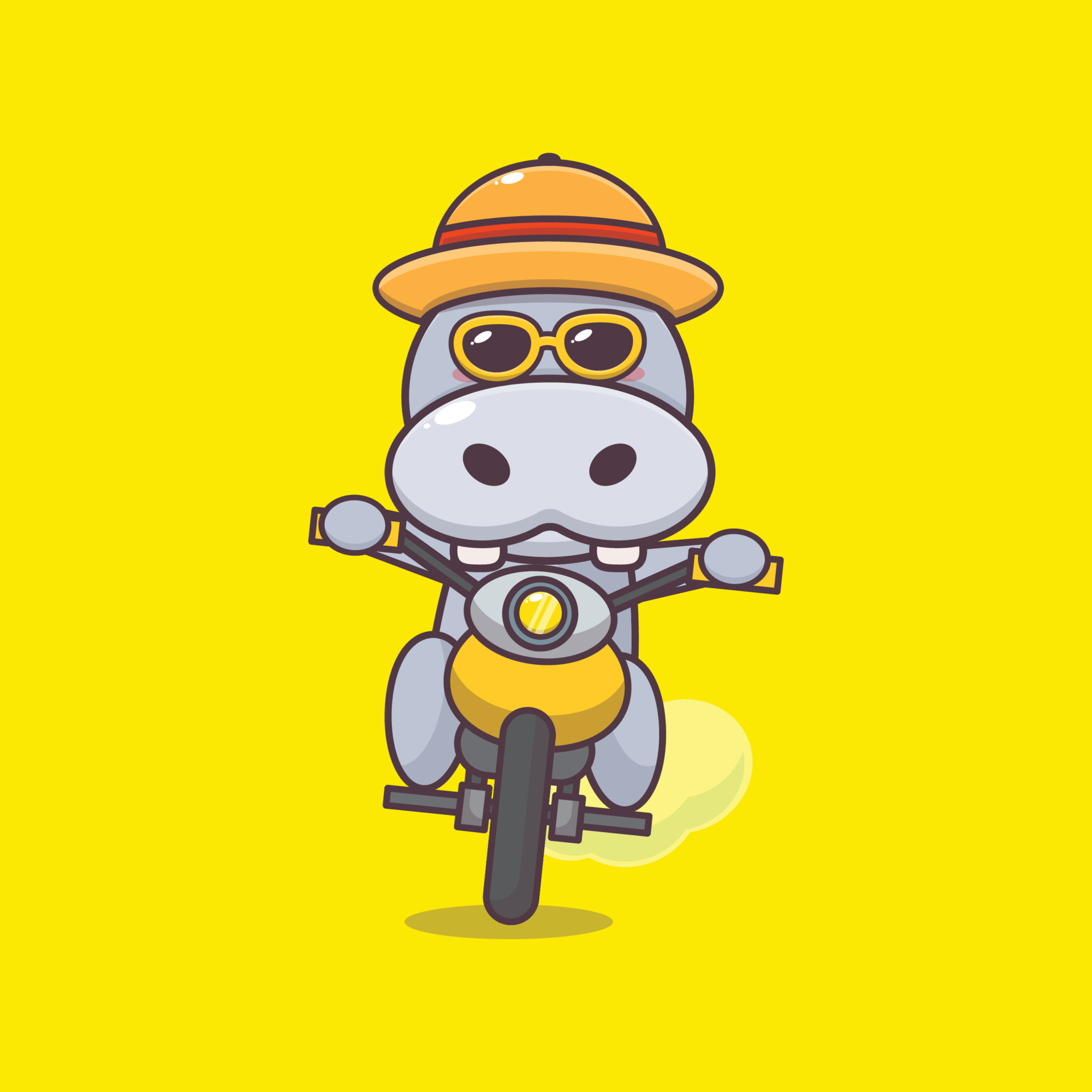 personagem de mascote de desenho animado hipopótamo legal em óculos de sol  andar de moto no dia de verão 6664437 Vetor no Vecteezy