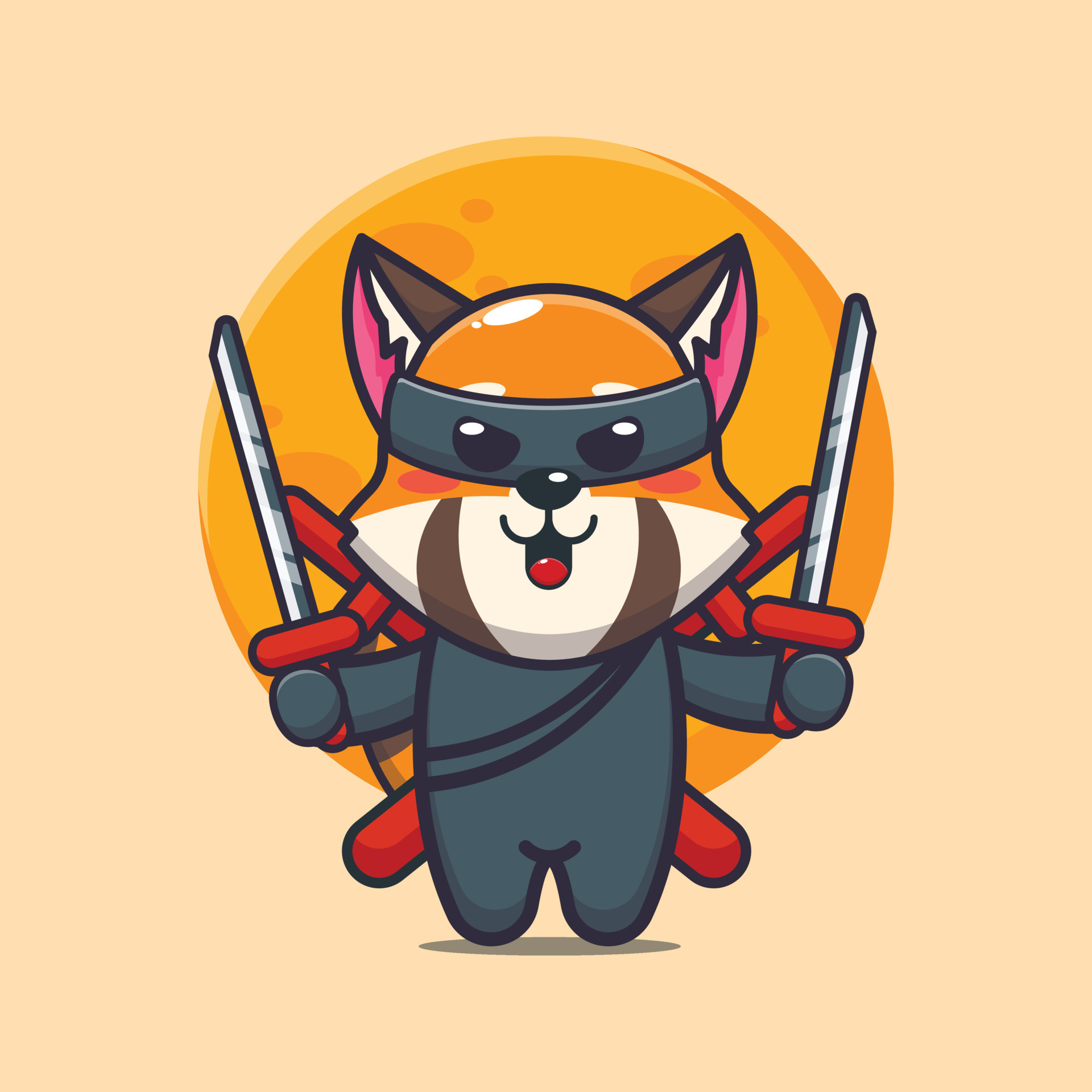 Ilustração de desenho animado de estilo fofo ninja