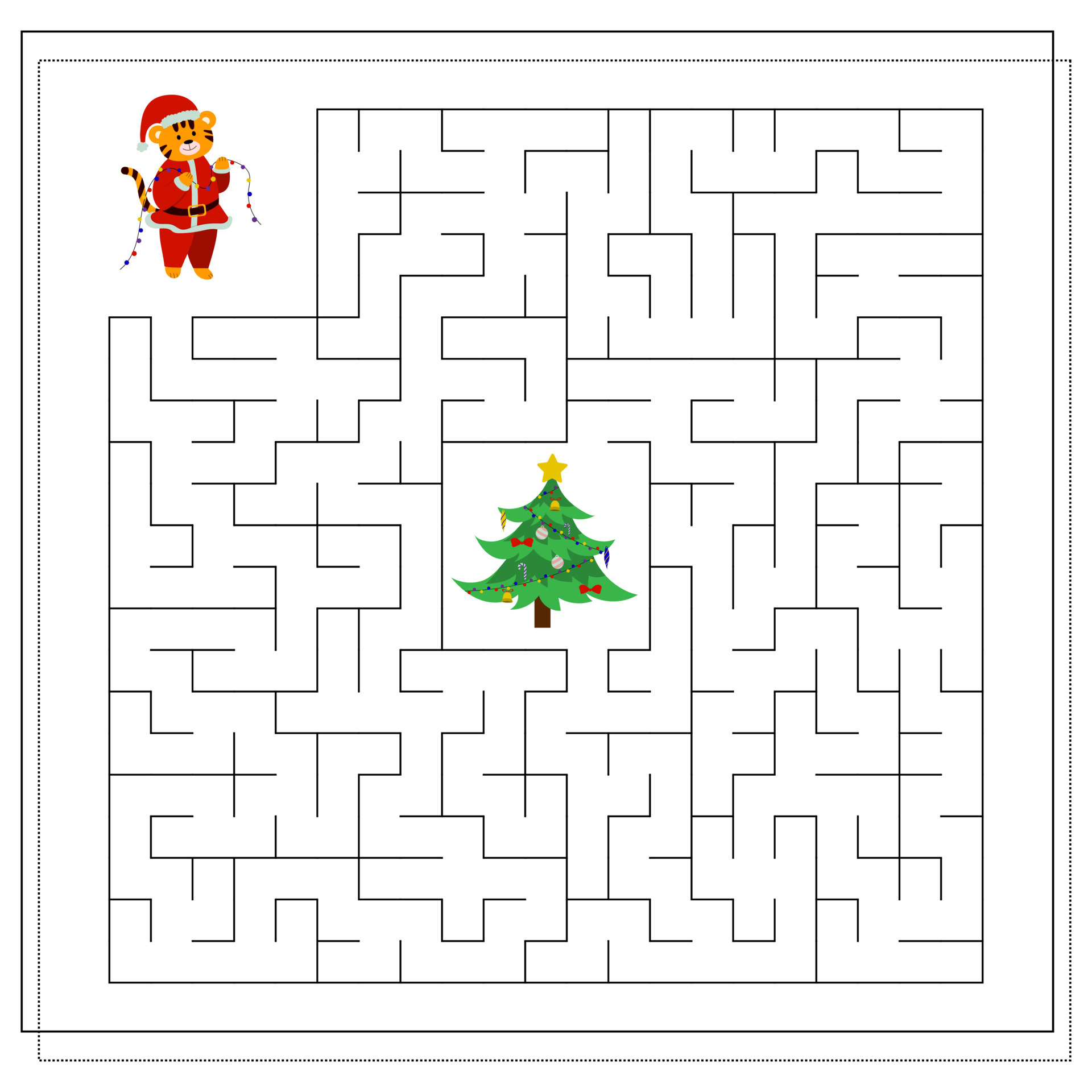 um jogo de lógica para crianças. completar o labirinto. um tigre