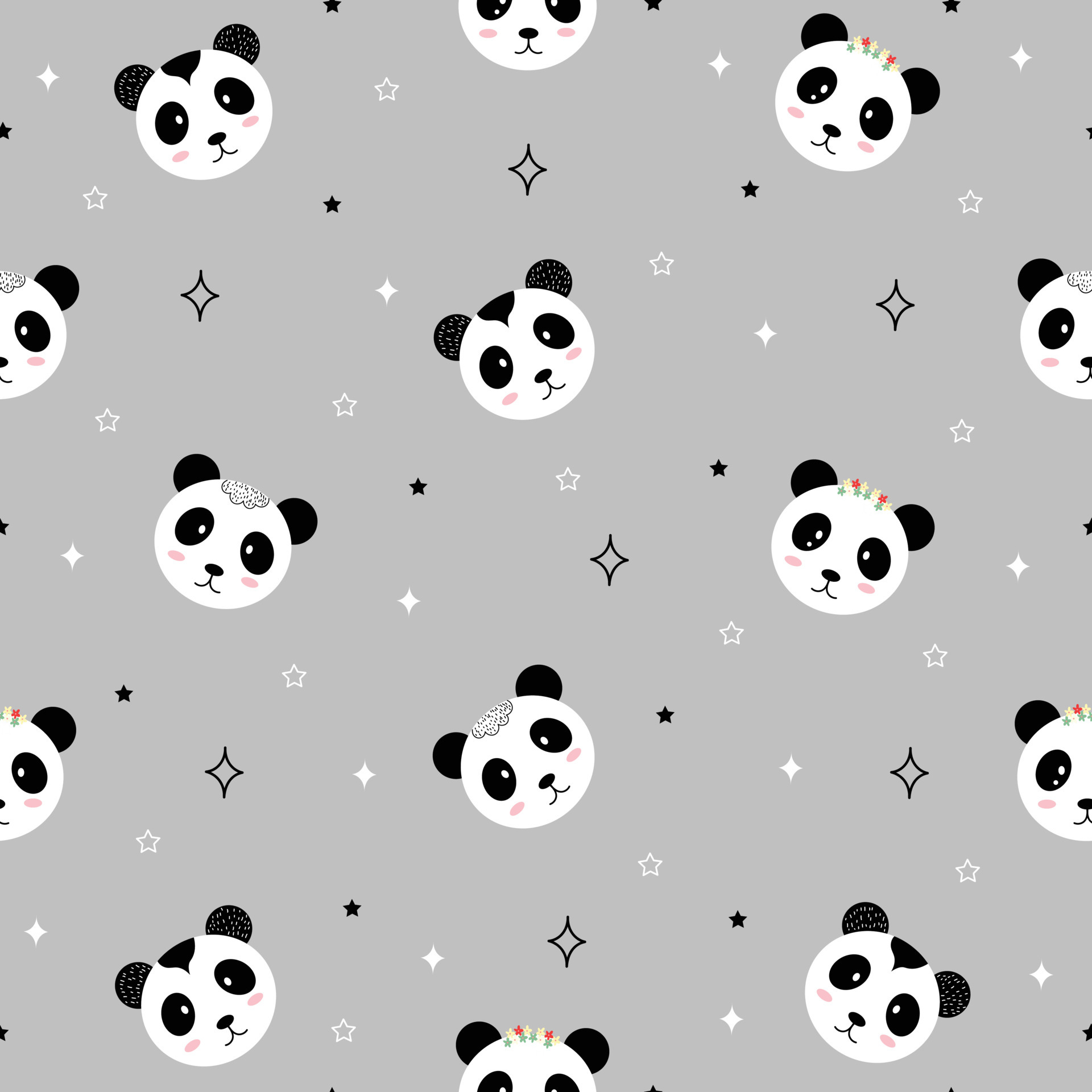 Padrão Perfeito De Panda Fofo. Fundo Azul Vetor Com Face Branca