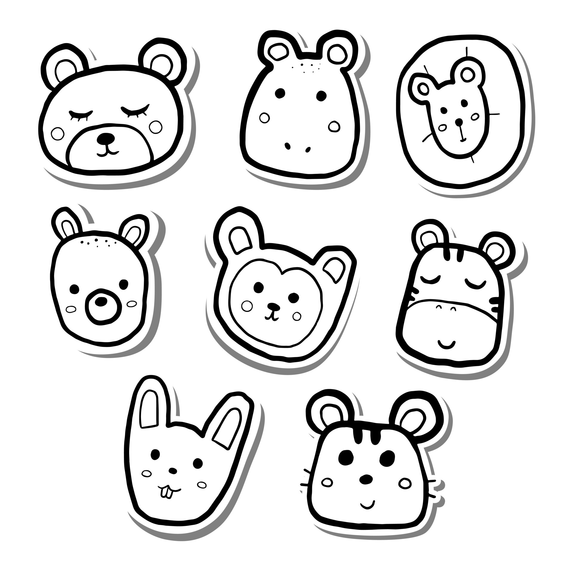 Desenho de página para colorir de doodle kawaii bonito animal de desenho de  urso