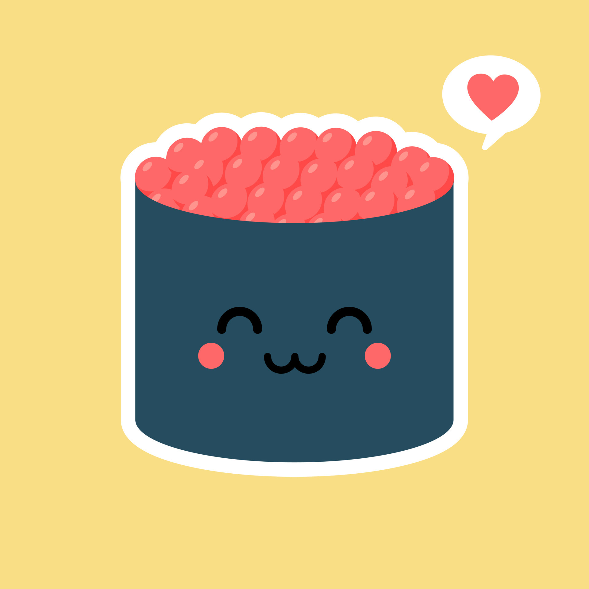 ilustração em vetor personagem de rolo de sushi fofo kawaii com