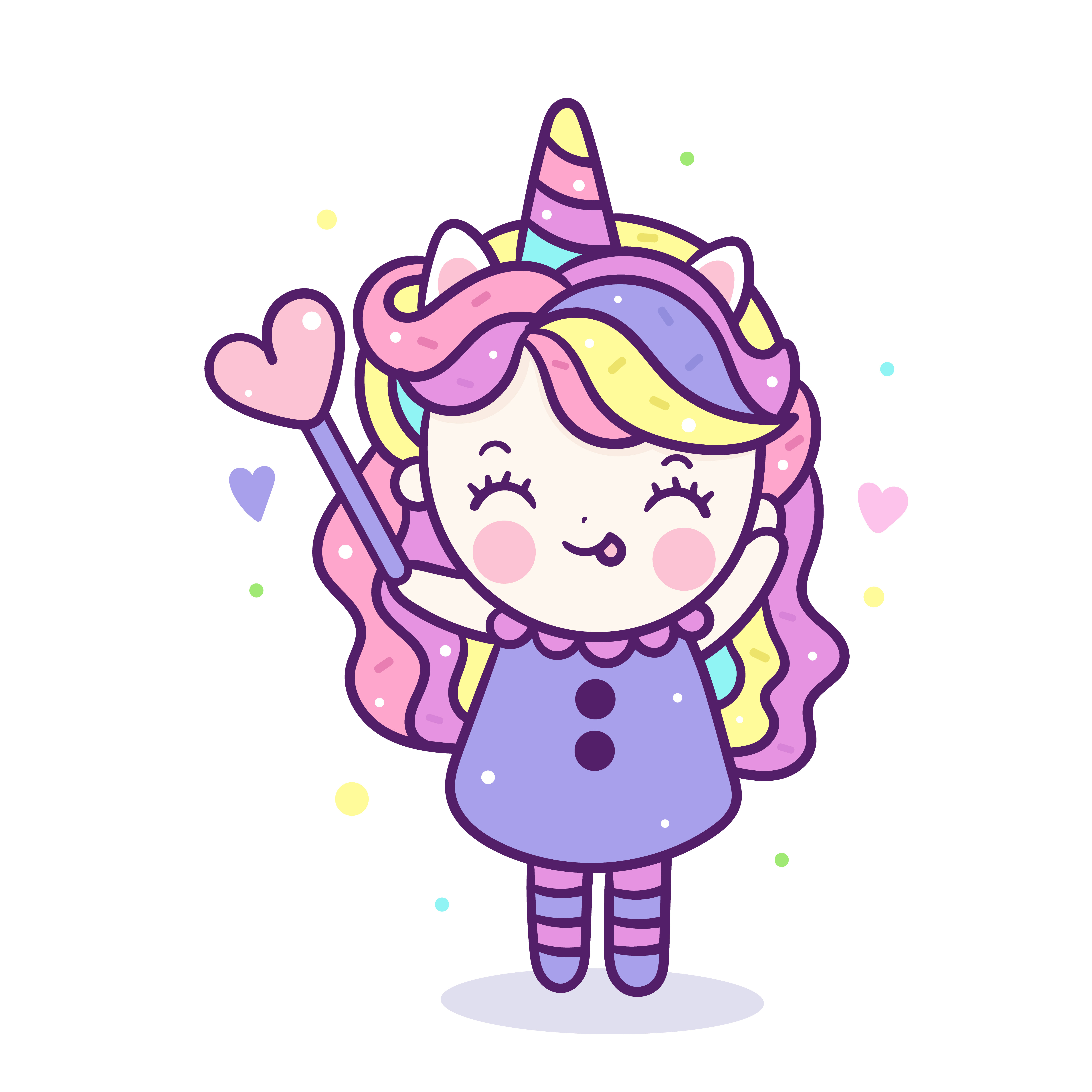 ilustração de kawaii de desenho animado de pônei de doces de