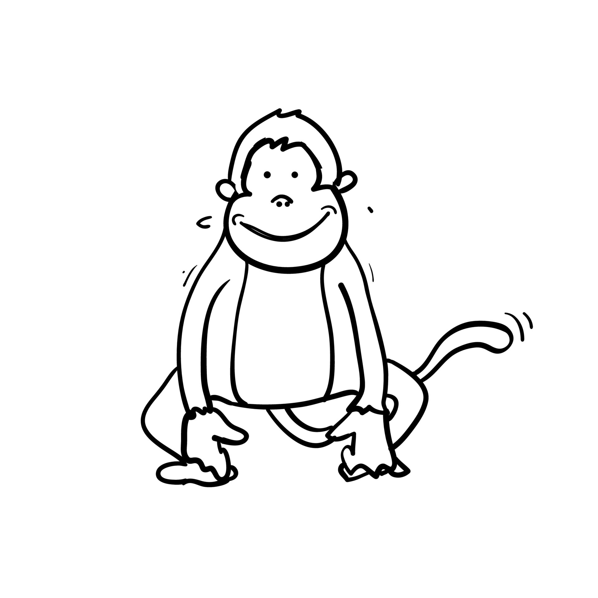 Macaco em estilo simples doodle no fundo branco