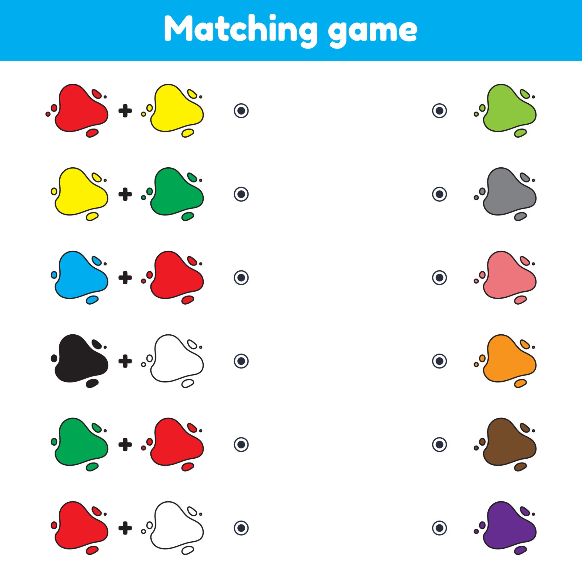 Combine o jogo de padrão com a planilha de paleta de pintura para a folha  de atividades para crianças pré-escolares