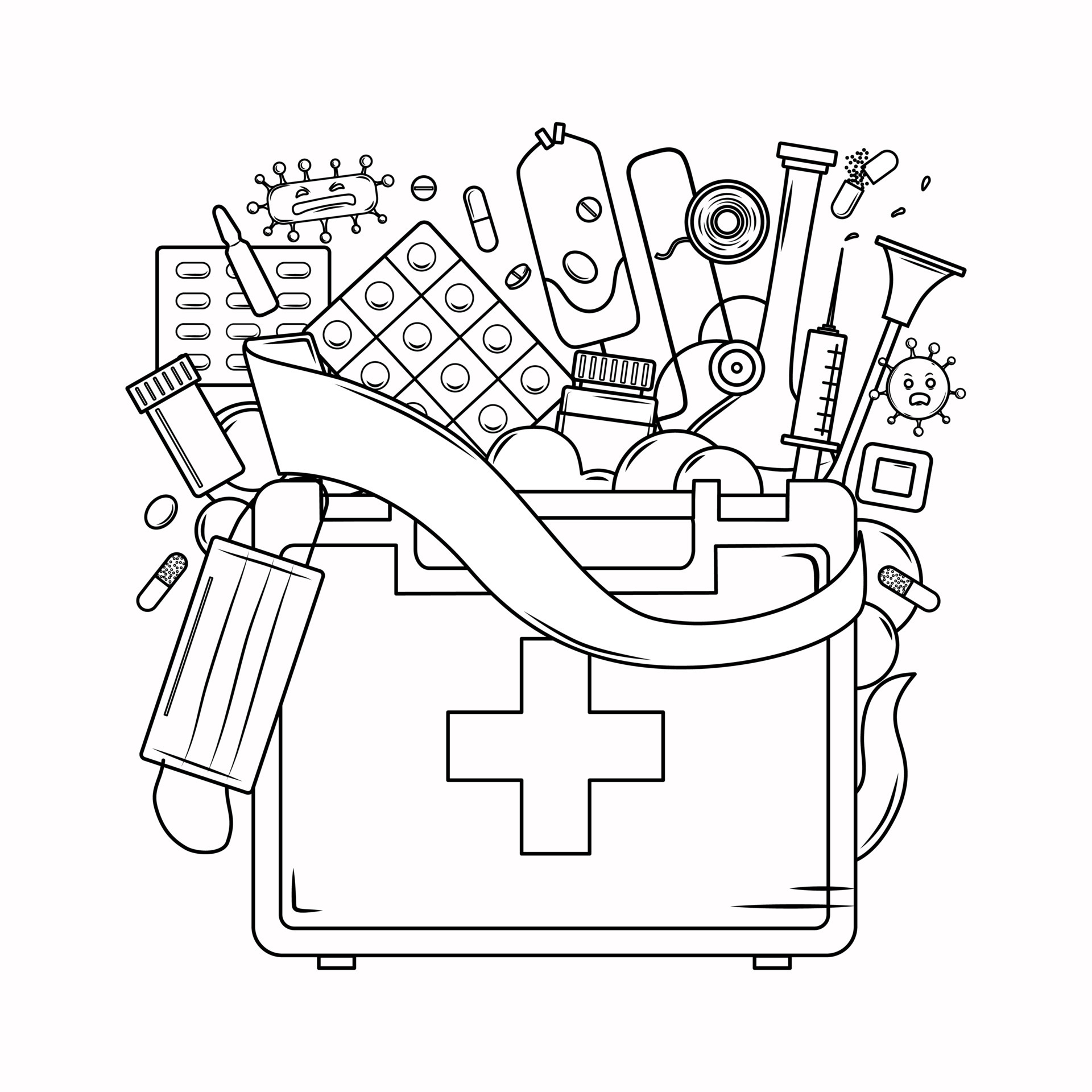 Vetores de Esboço Dos Desenhos Animados Para Colorir Páginas De Médico Com  O Estojo De Primeiros Socorros e mais imagens de Clínica Médica - iStock