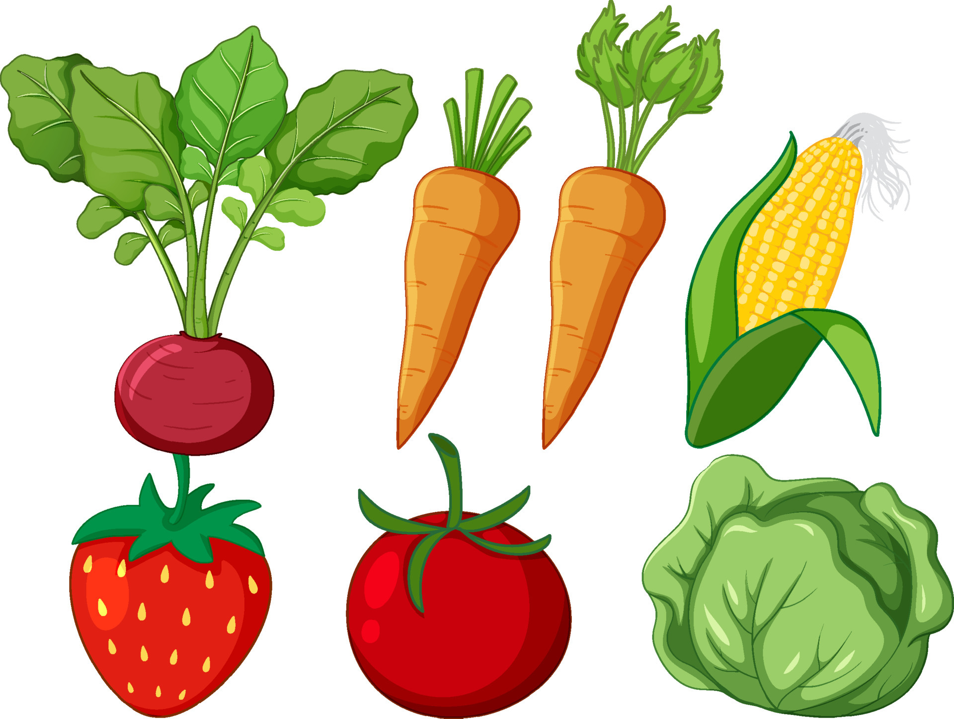 conjunto de desenhos animados de vegetais diferentes 7109445 Vetor no  Vecteezy