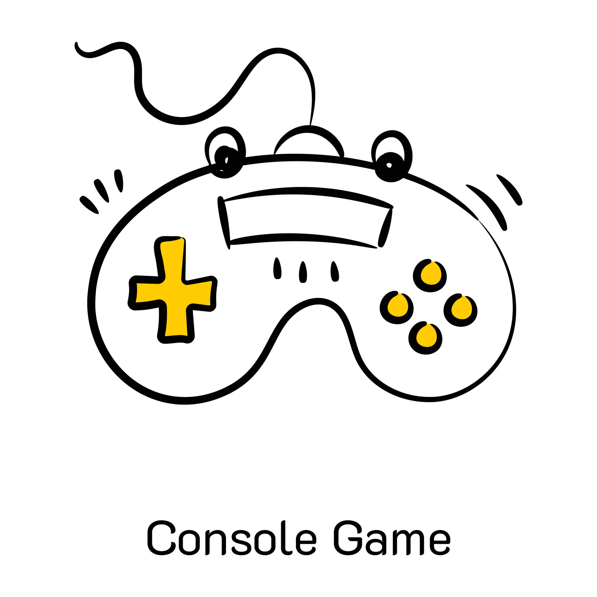 Ícone de esboço desenhado de mão do console de jogos. console