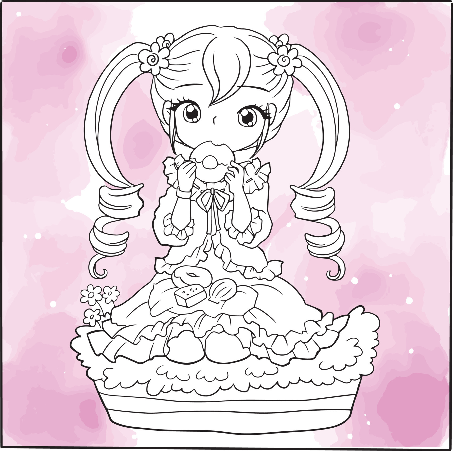 Desenho Para Colorir Com Princesa Bonito Estilo Kawaii Colorir Imagem  imagem vetorial de ksuklein© 163905324