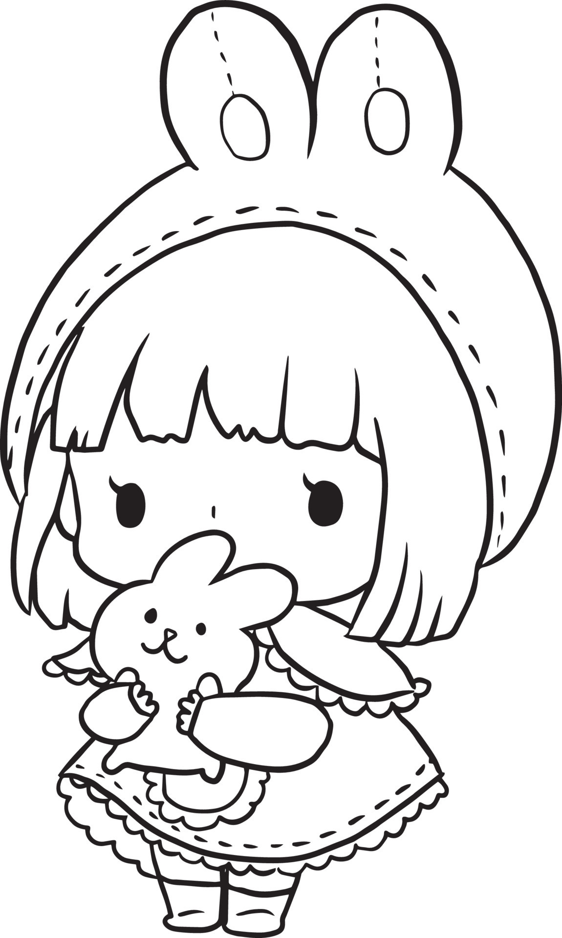 Ilustração de livro para colorir menina kawaii para colorir