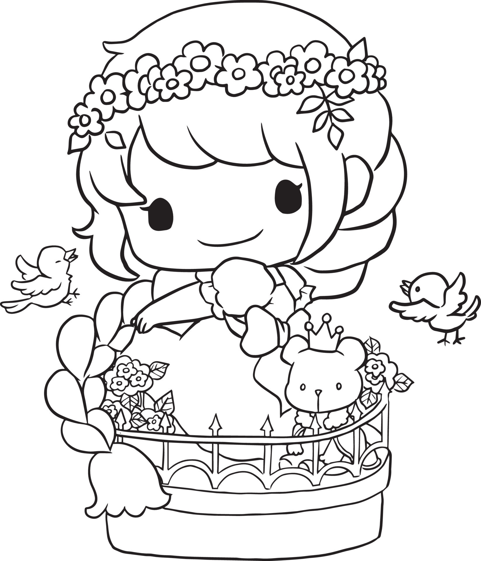 Desenho Para Colorir Com Princesa Bonito Estilo Kawaii Colorir Imagem  imagem vetorial de ksuklein© 163905324