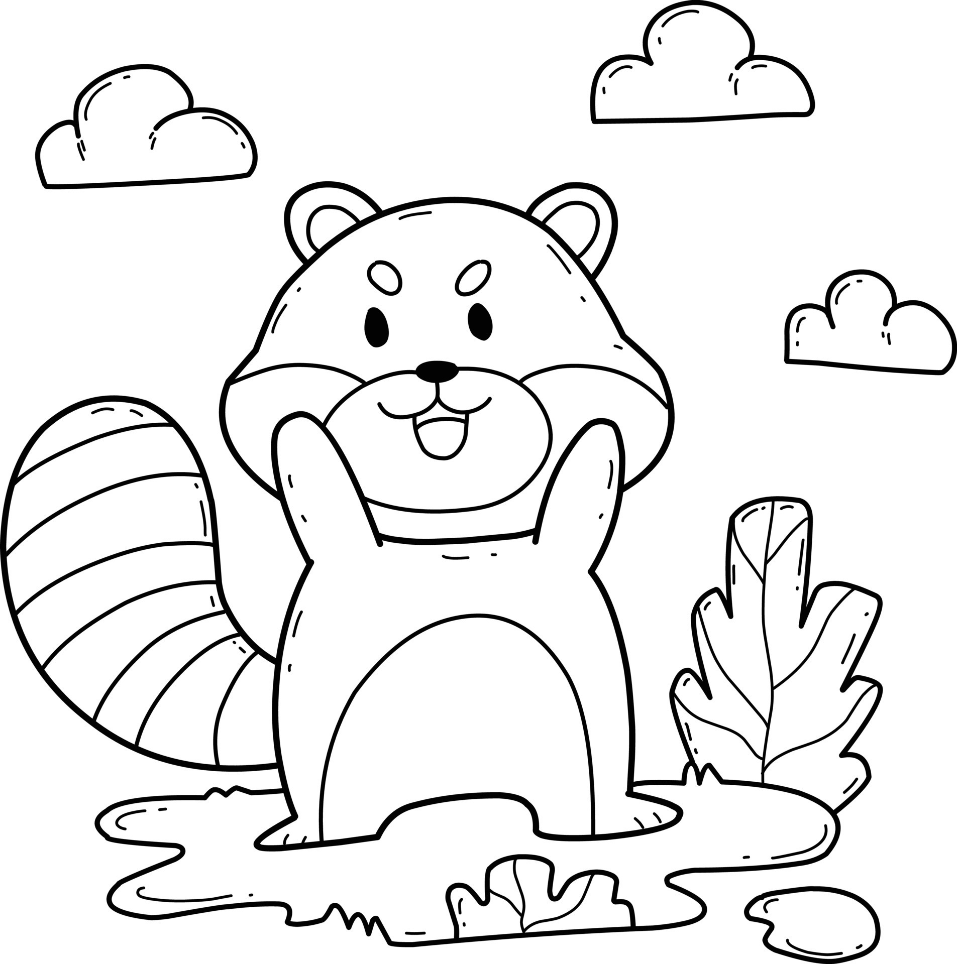 Desenho de Animais Para Colorir de Panda Vermelho